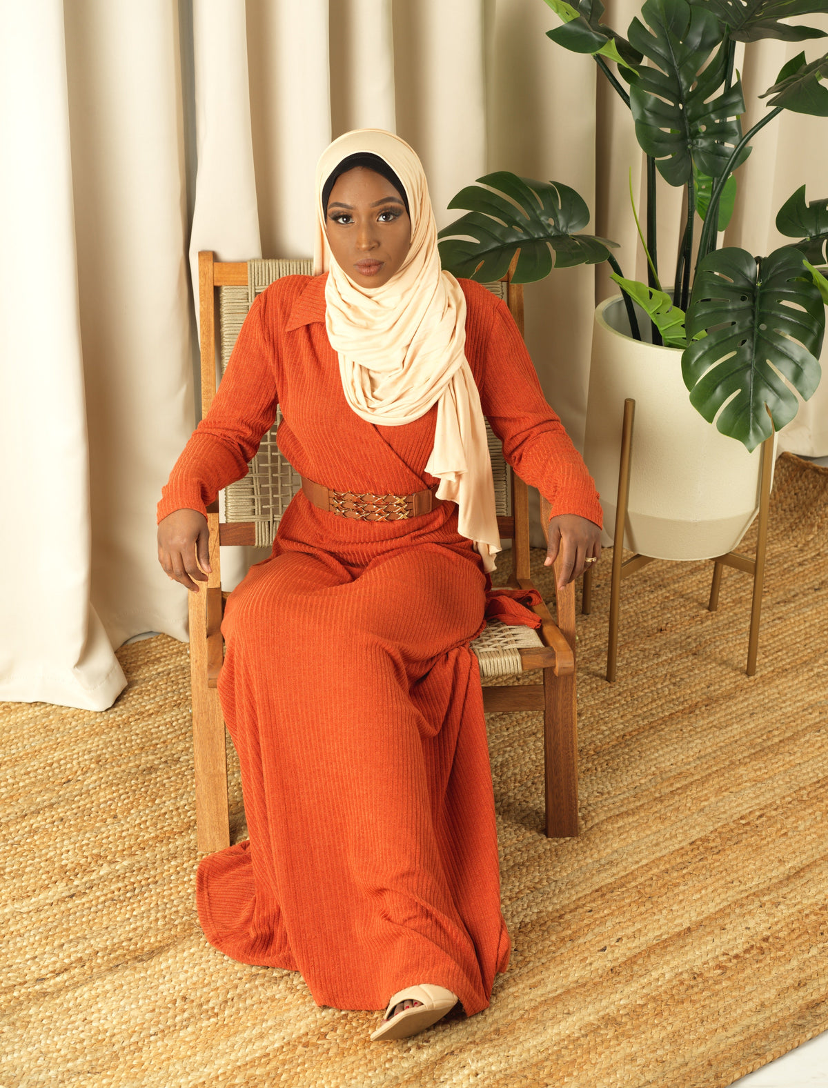 V-neck ribbed sweater dress Kabayare