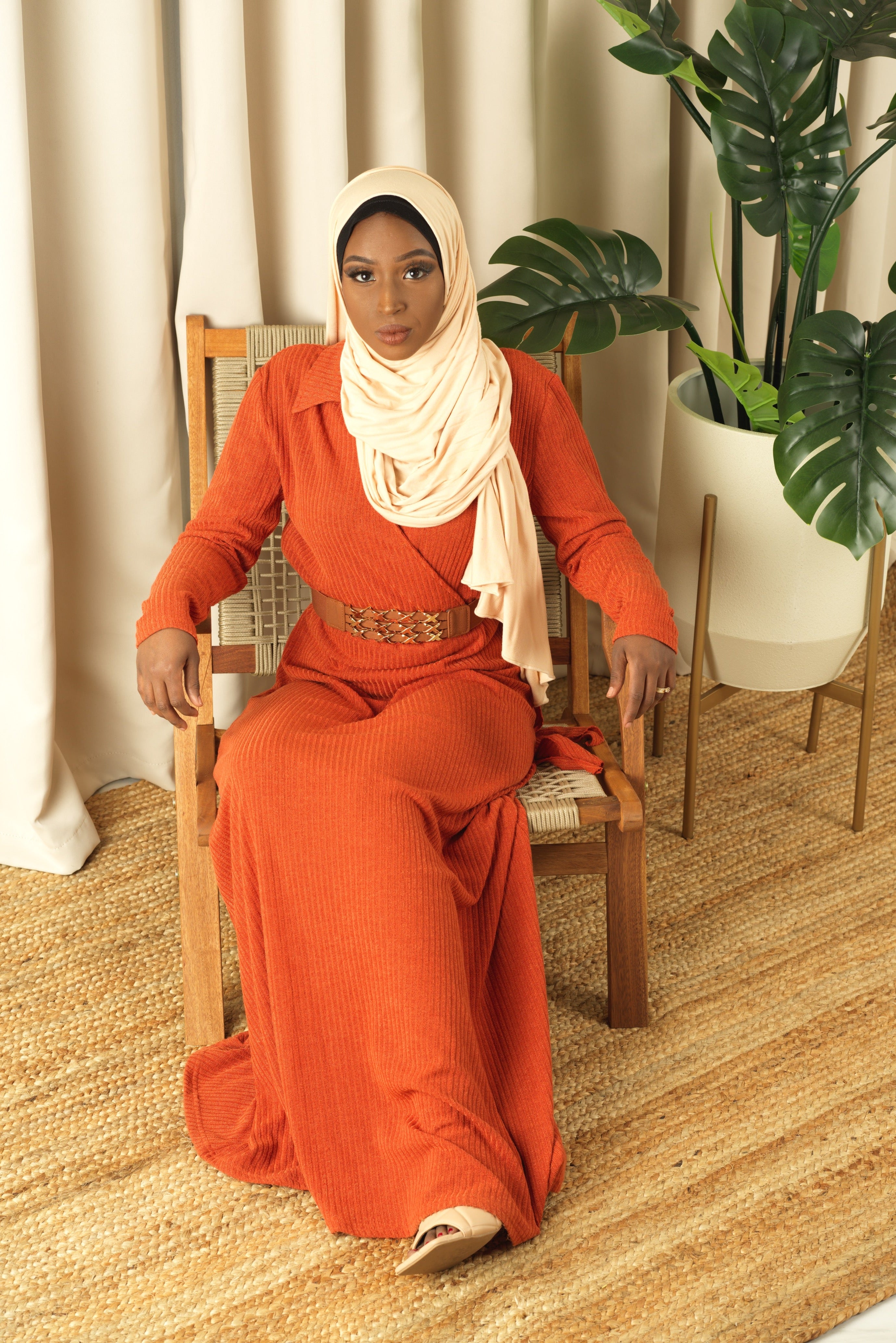 V-neck ribbed sweater dress Kabayare