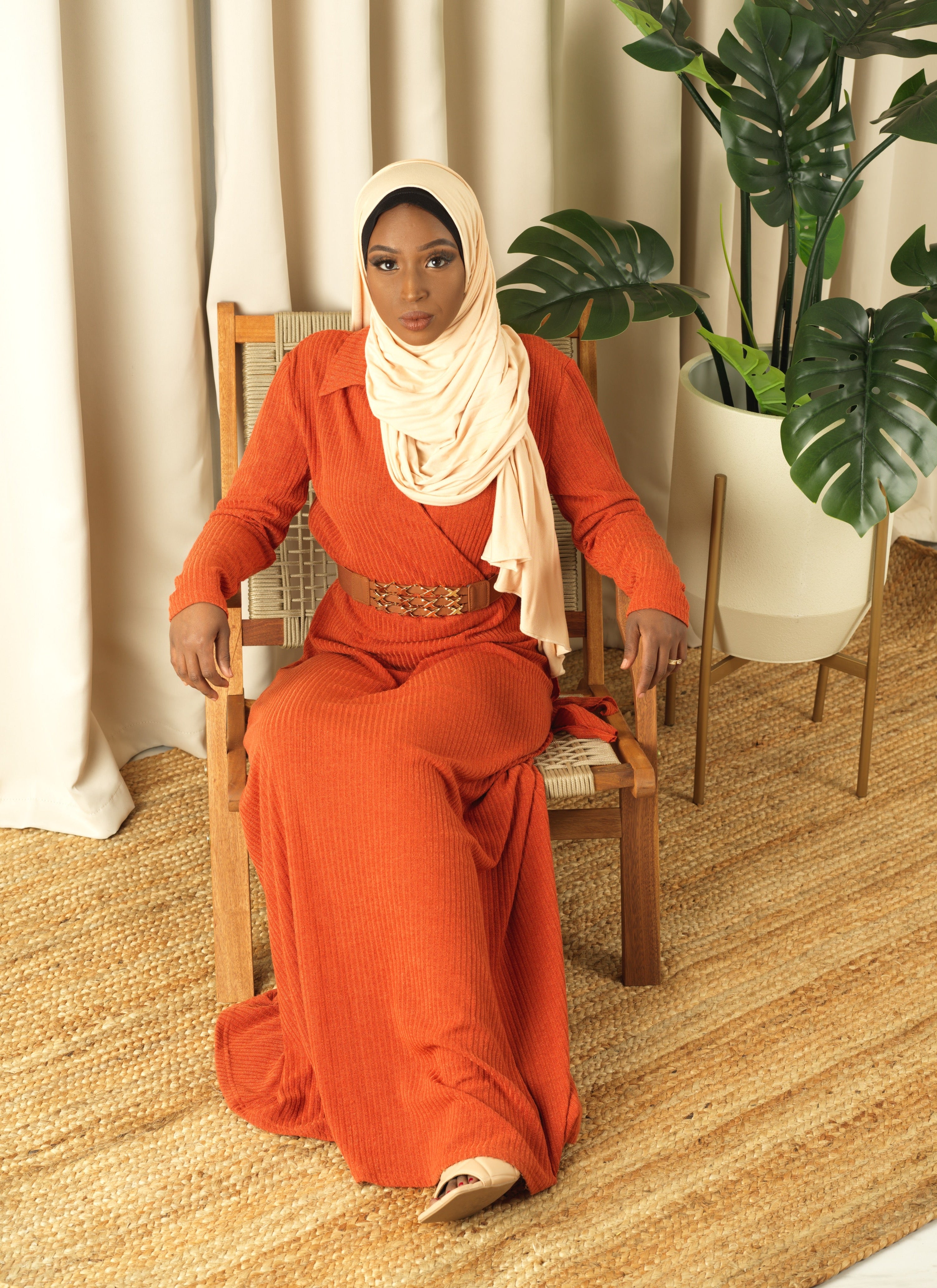 V-neck ribbed sweater dress Kabayare