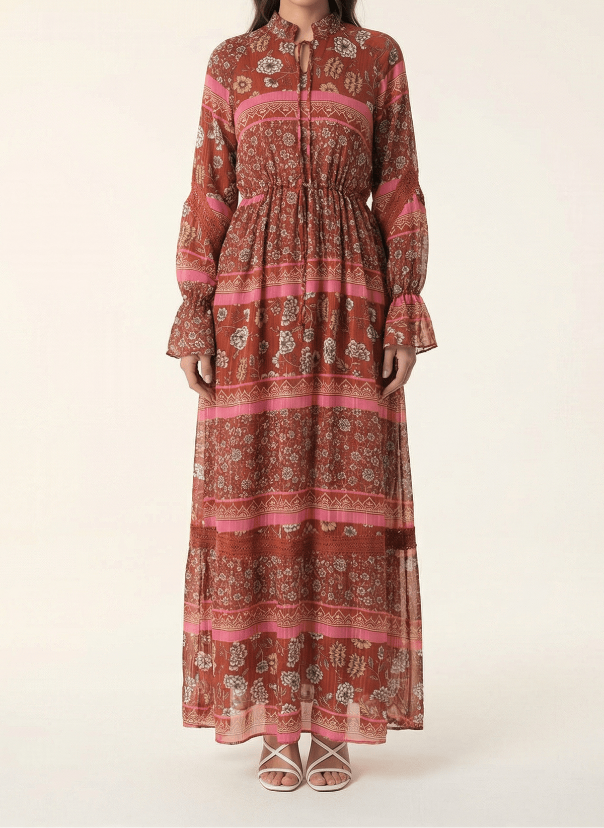 Valentina print long sleeve maxi dress Kabayare