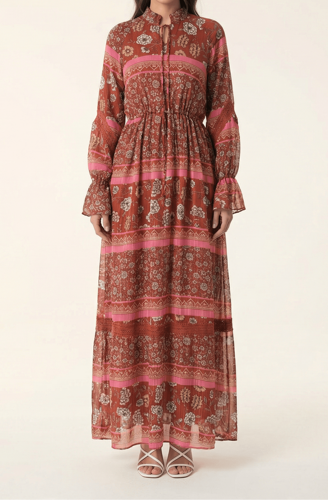 Valentina print long sleeve maxi dress Kabayare