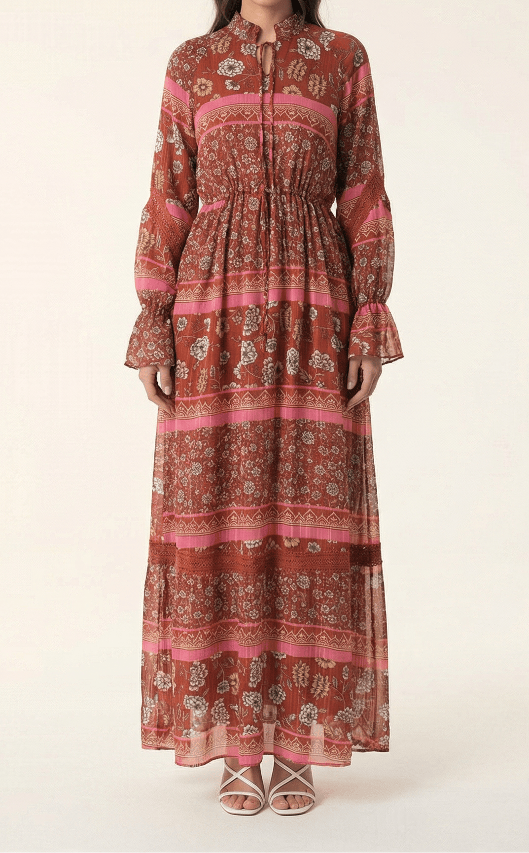 Valentina print long sleeve maxi dress Kabayare