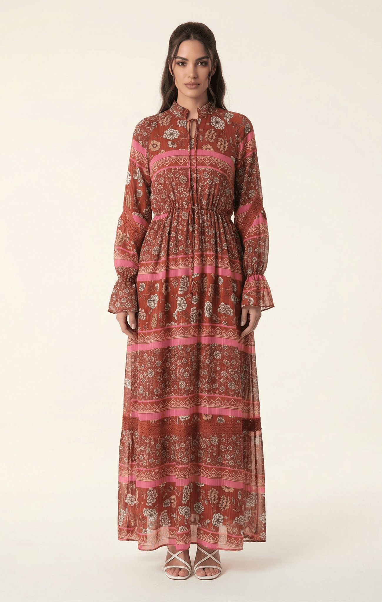 Valentina print long sleeve maxi dress Kabayare