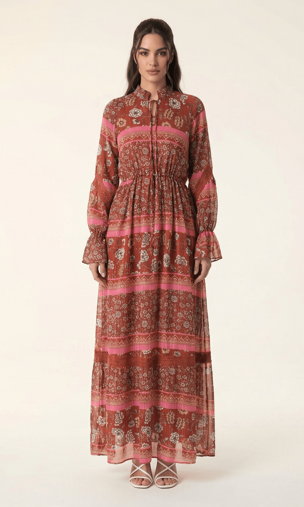 Valentina print long sleeve maxi dress Kabayare