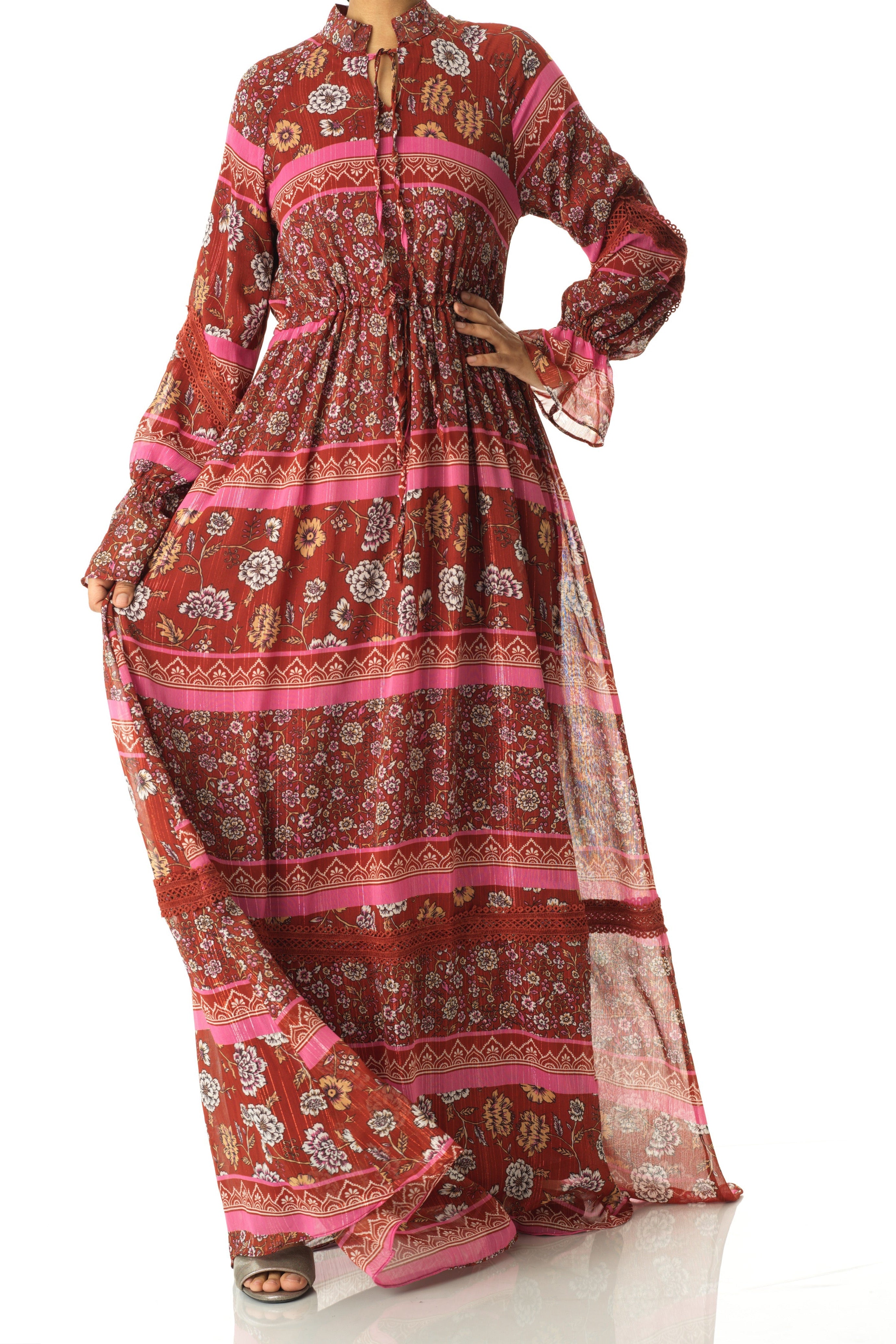 Valentina print long sleeve maxi dress Kabayare
