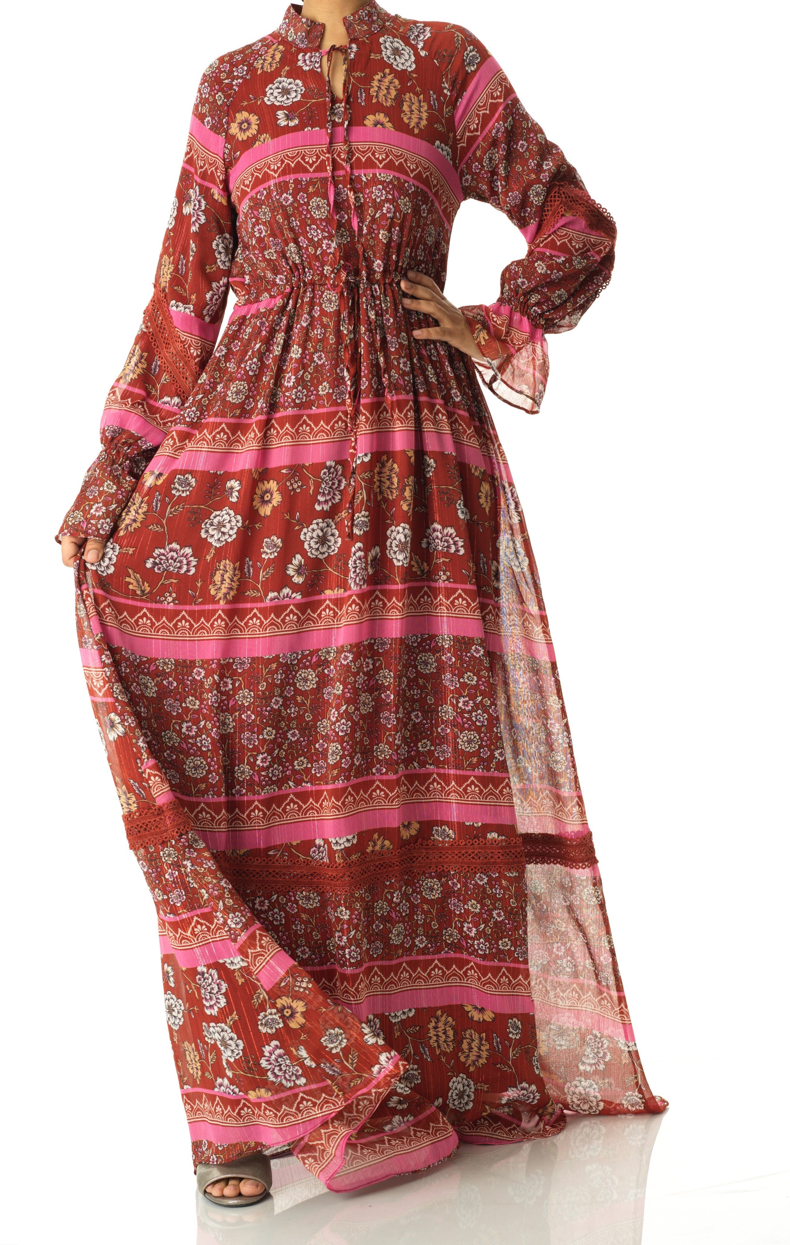 Valentina print long sleeve maxi dress Kabayare