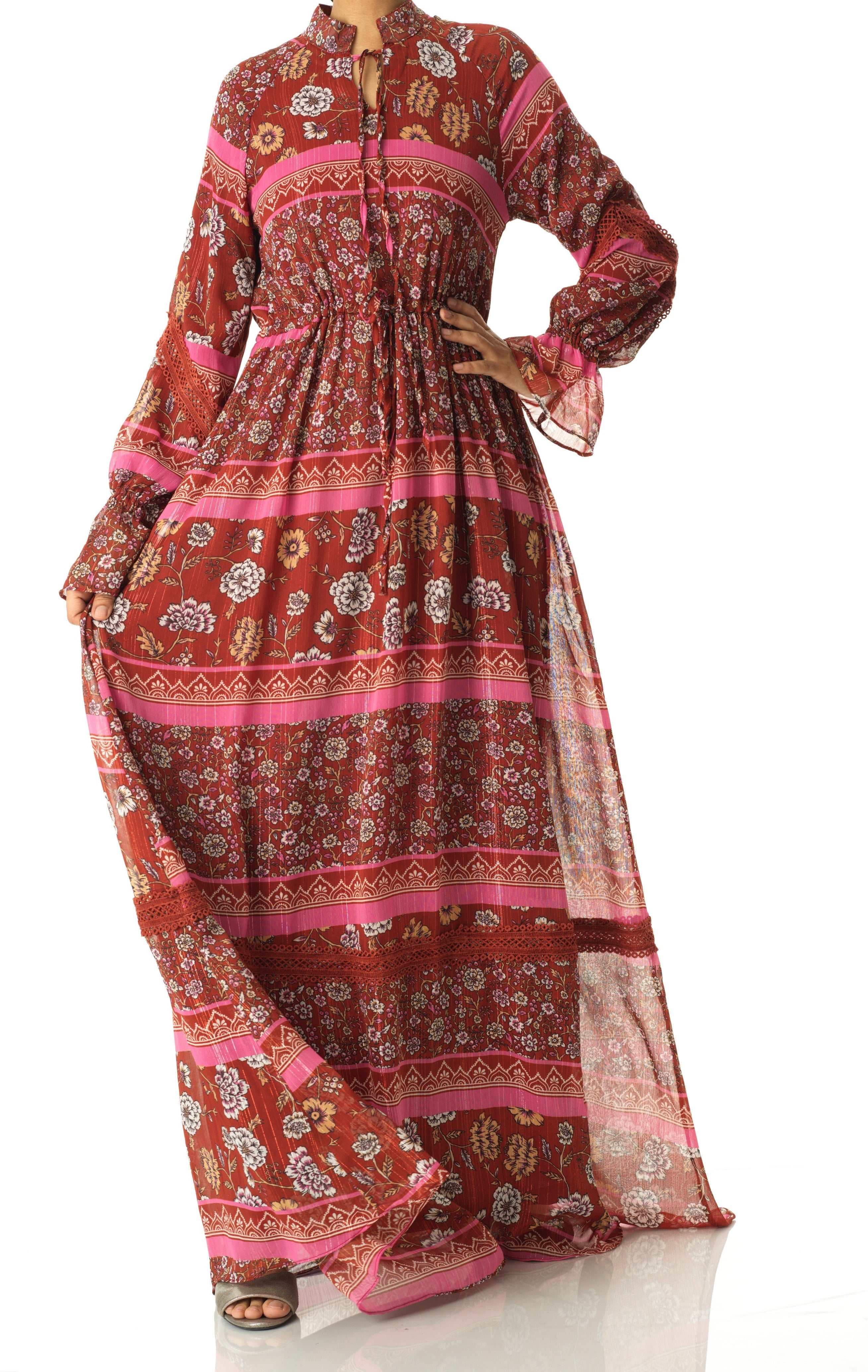 Valentina print long sleeve maxi dress Kabayare