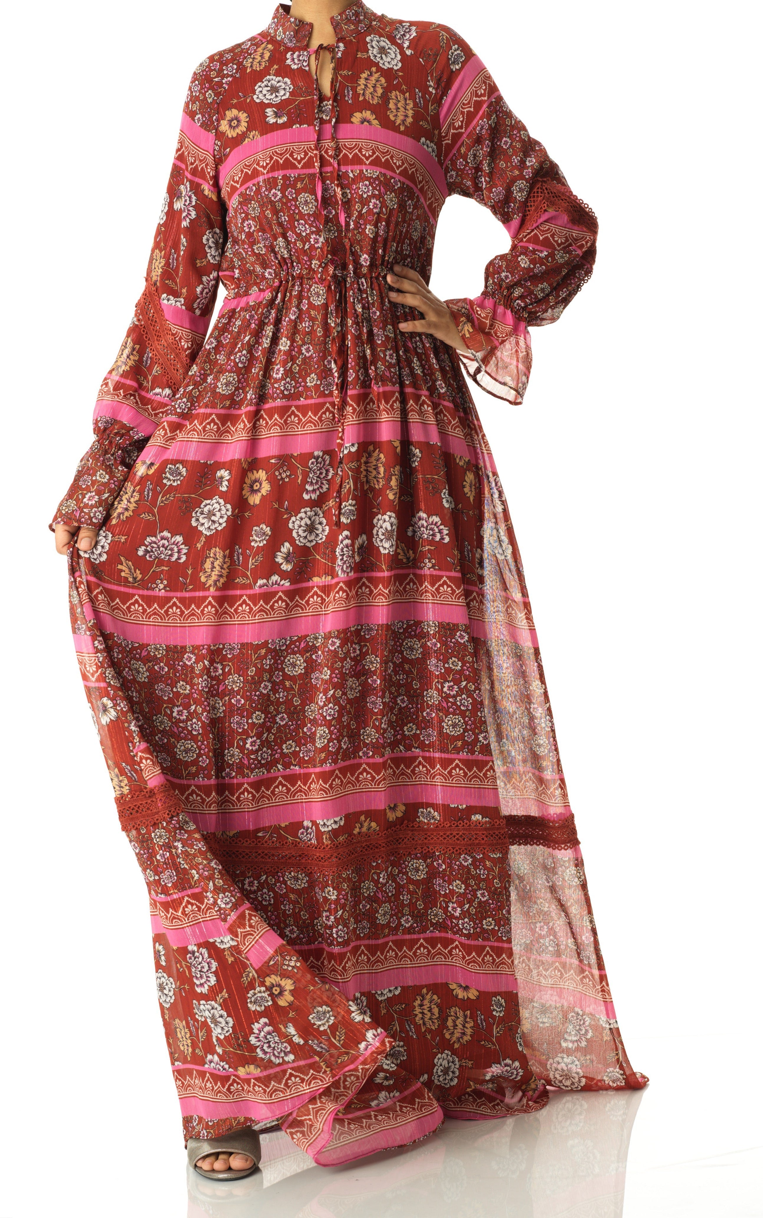Valentina print long sleeve maxi dress Kabayare