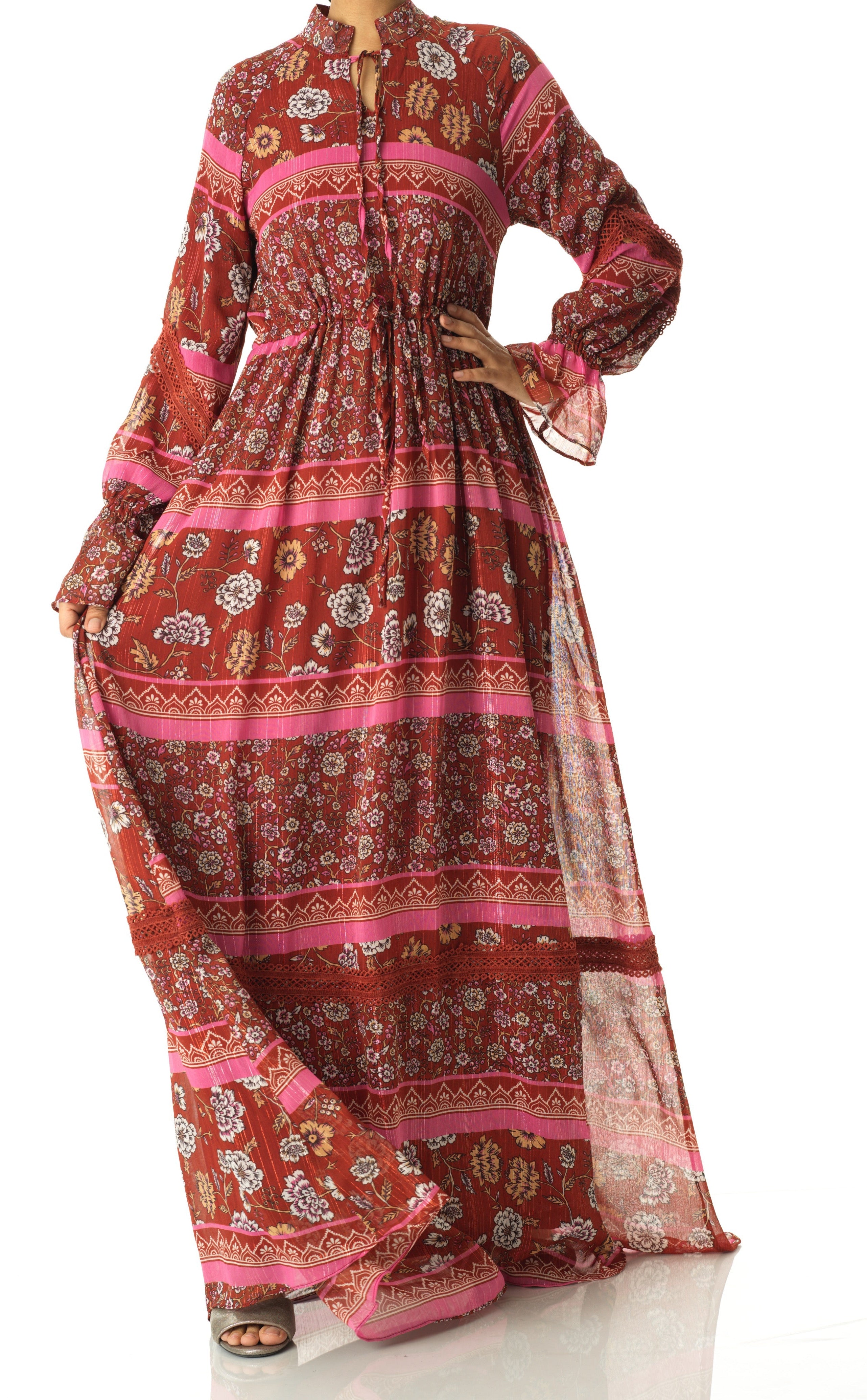 Valentina print long sleeve maxi dress Kabayare