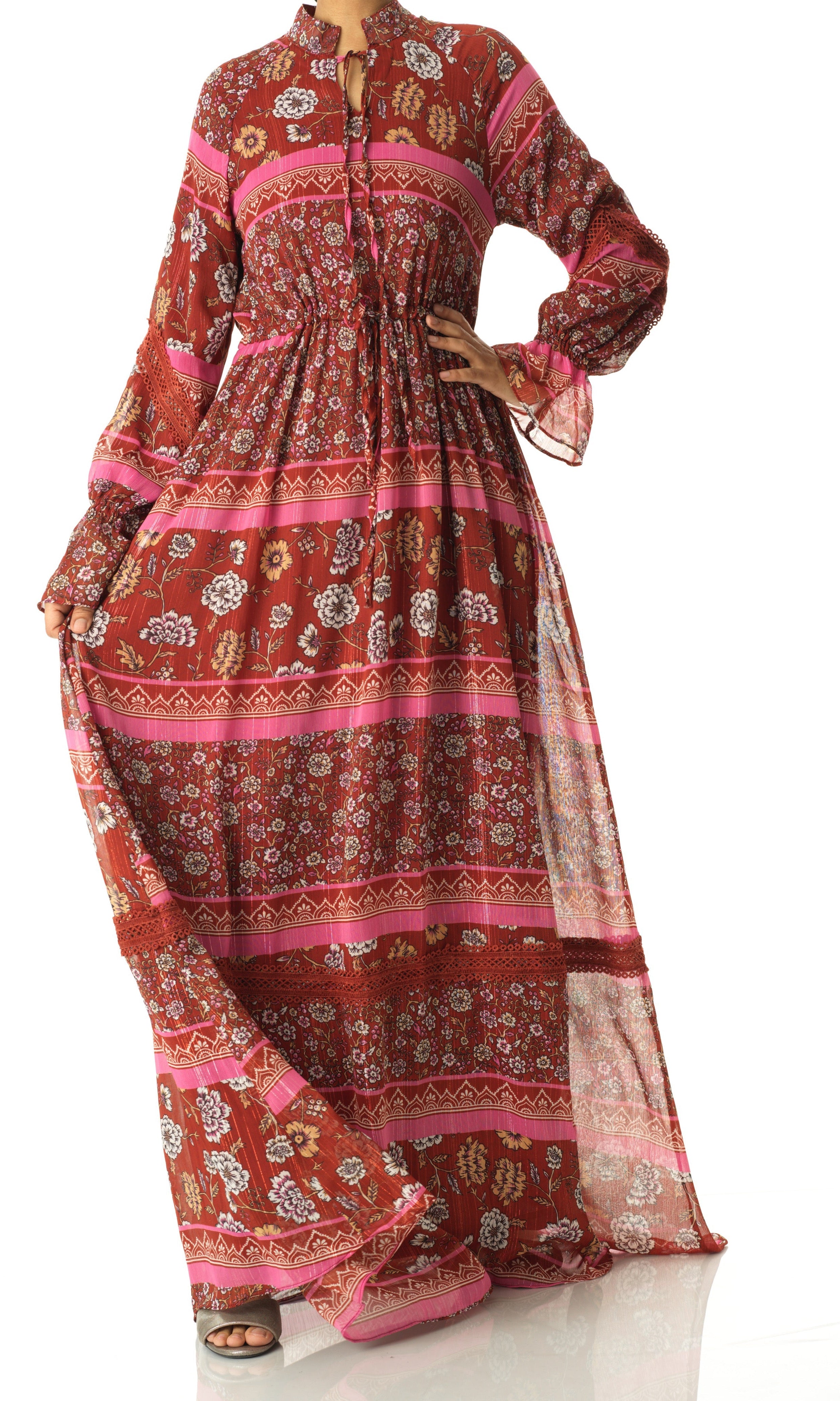 Valentina print long sleeve maxi dress Kabayare