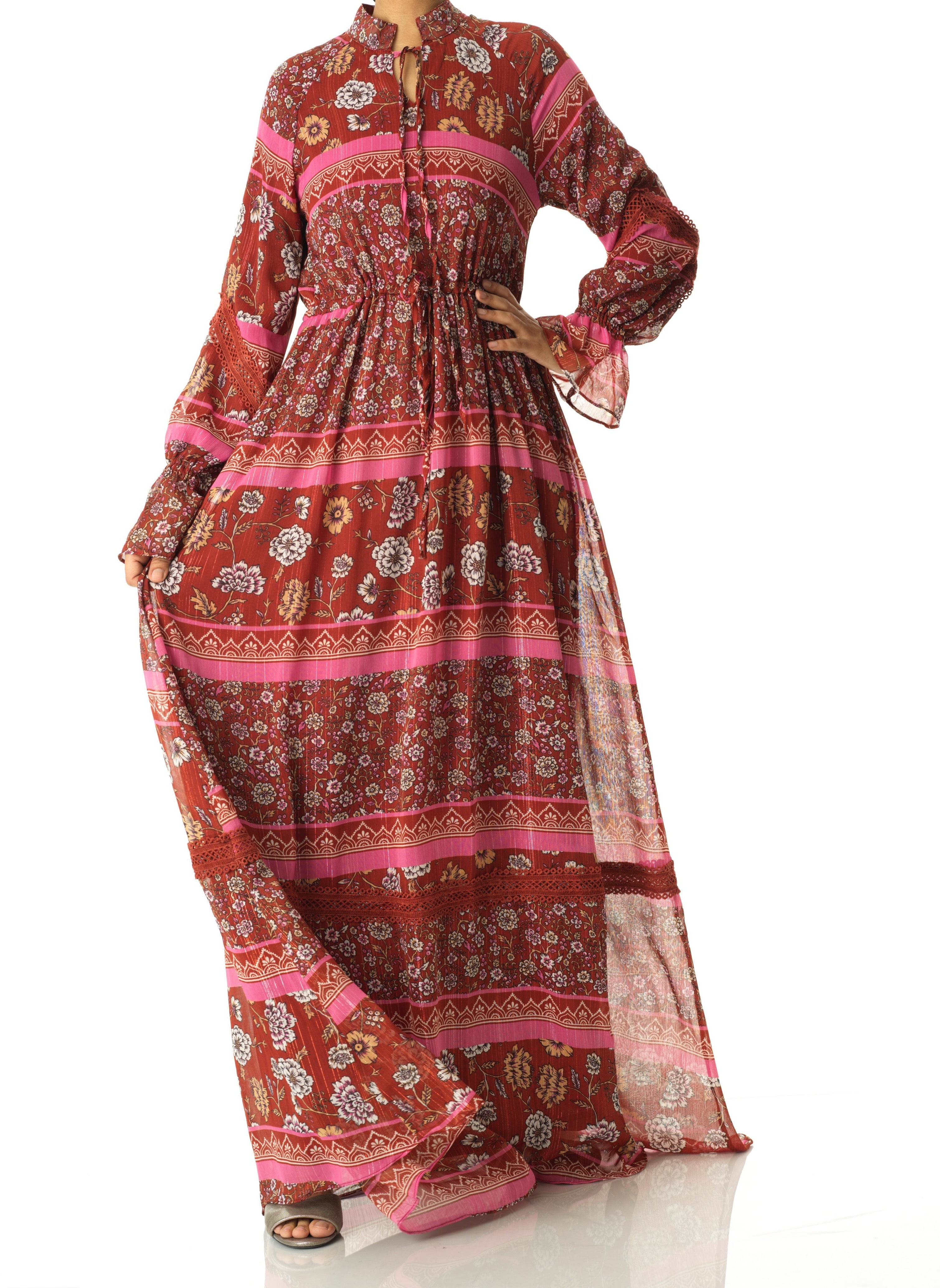 Valentina print long sleeve maxi dress Kabayare