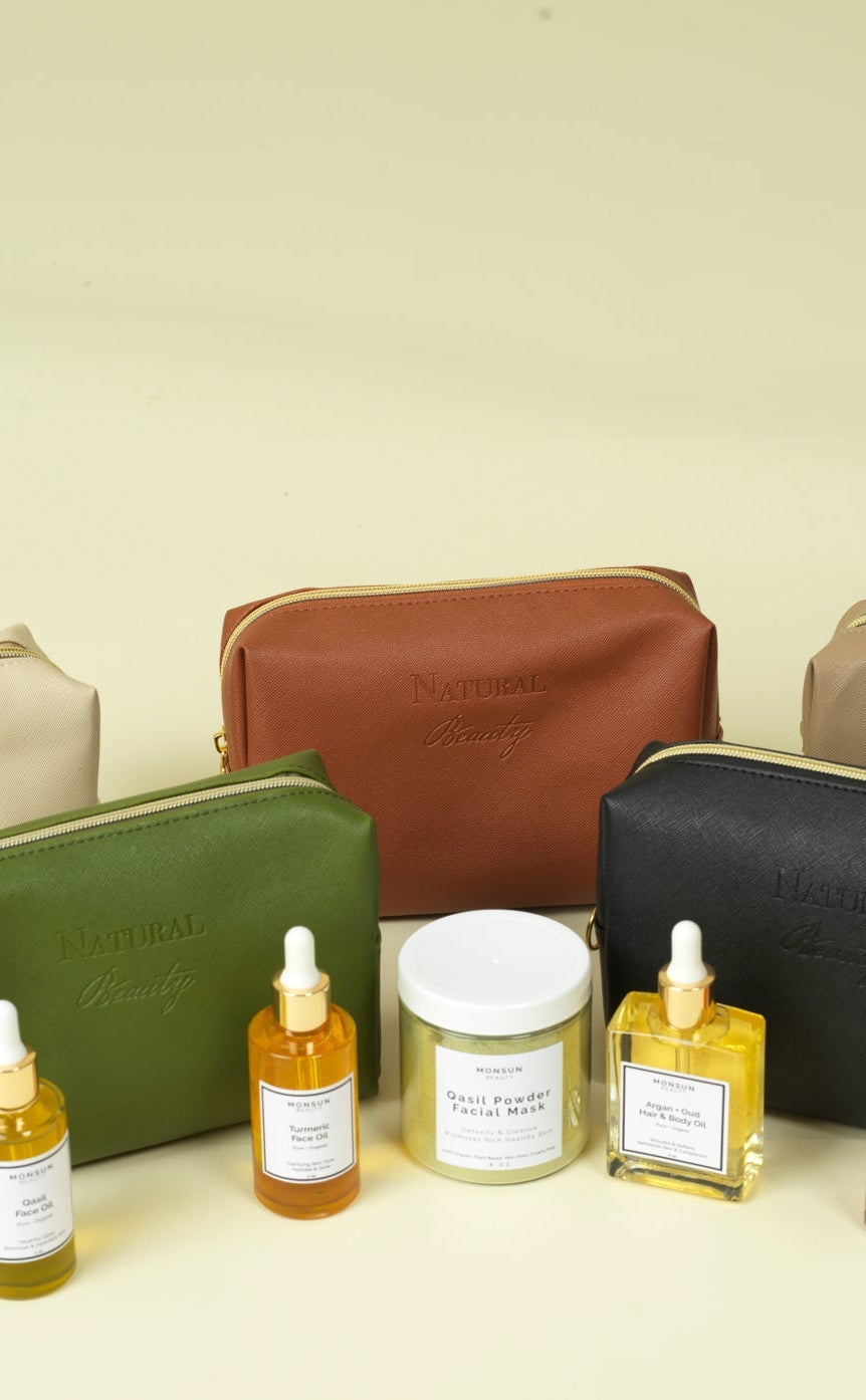 Vegan PU Leather Cosmetic mini travel Bag Monsun Beauty