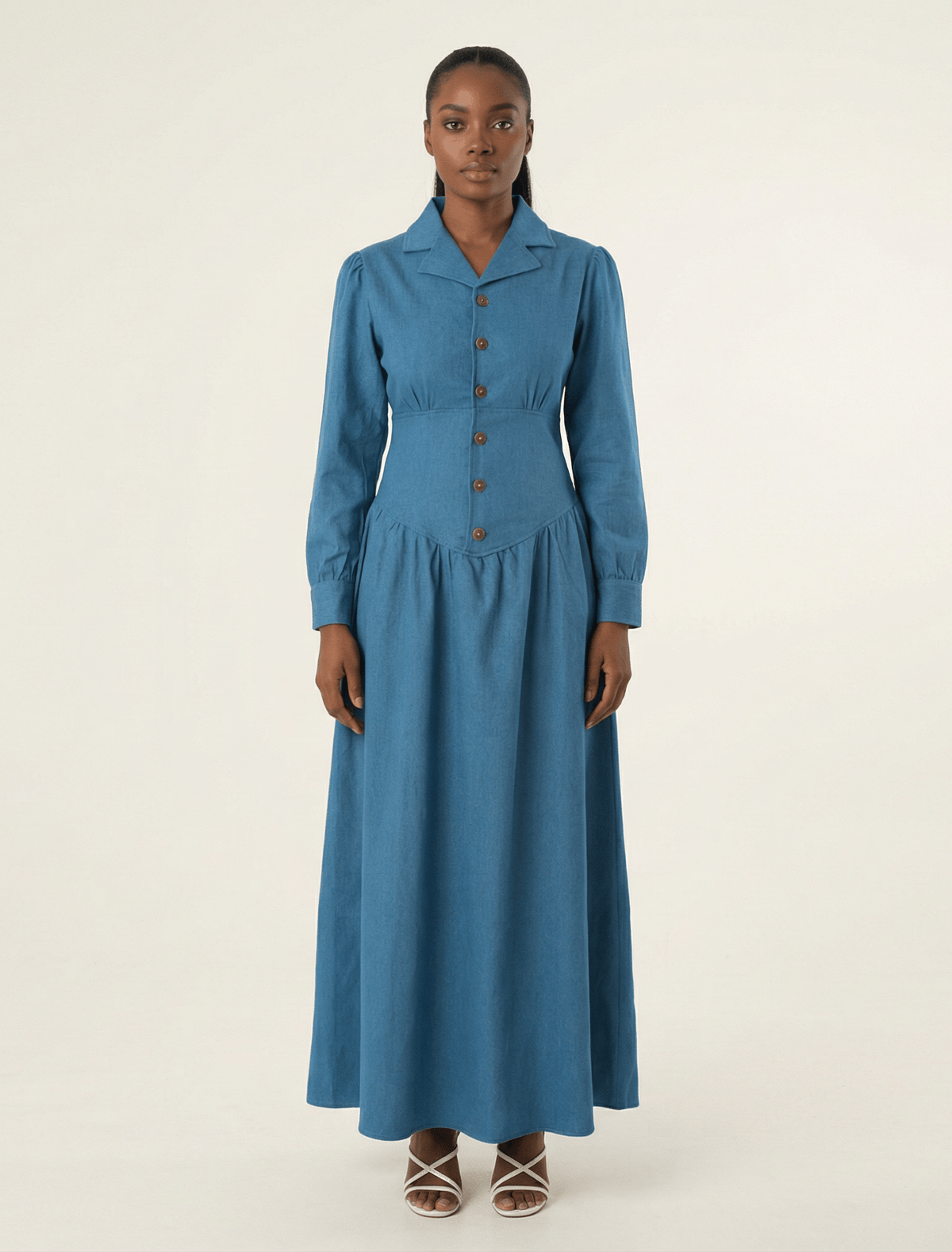 Vintage moments denim maxi dress Kabayare