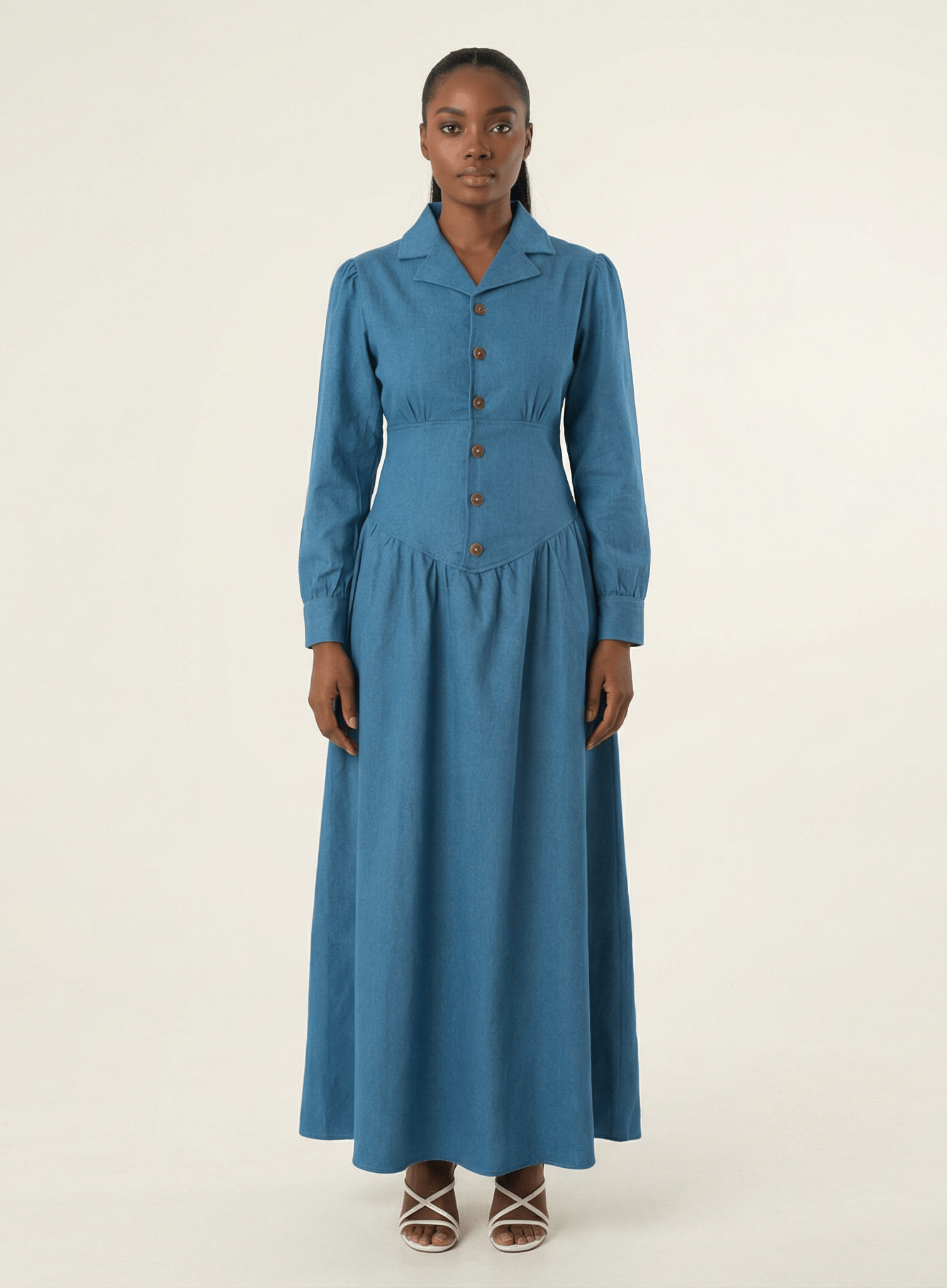 Vintage moments denim maxi dress Kabayare