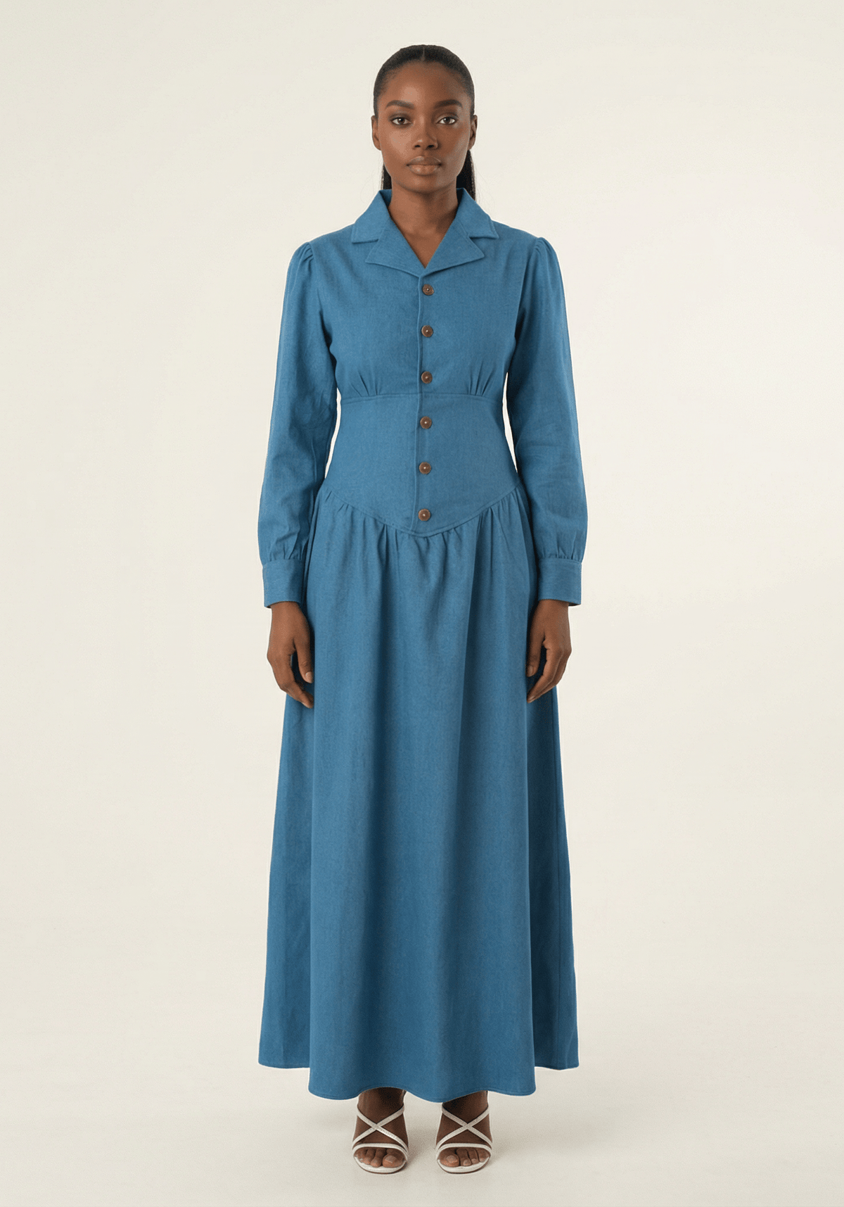 Vintage moments denim maxi dress Kabayare