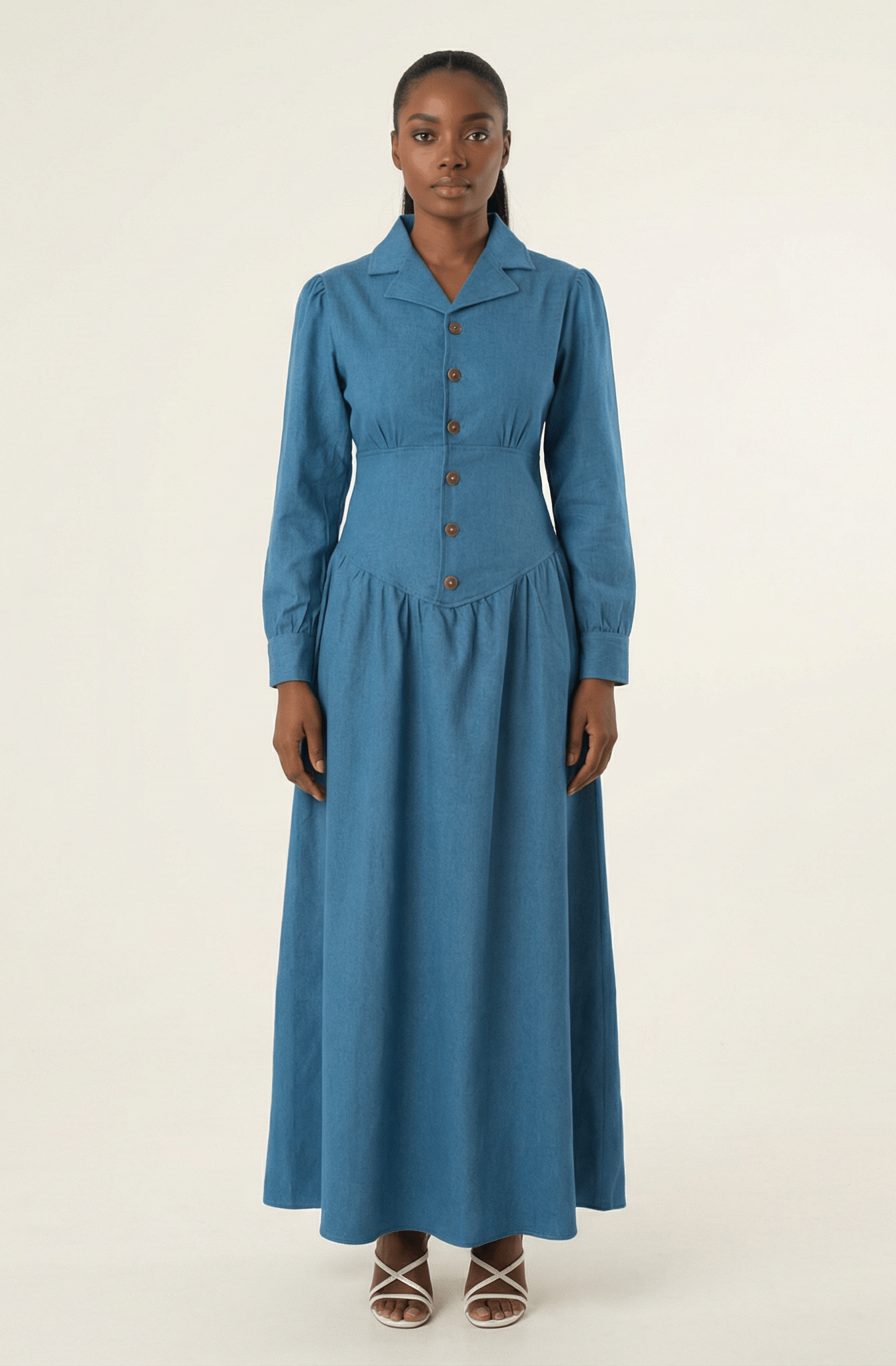 Vintage moments denim maxi dress Kabayare