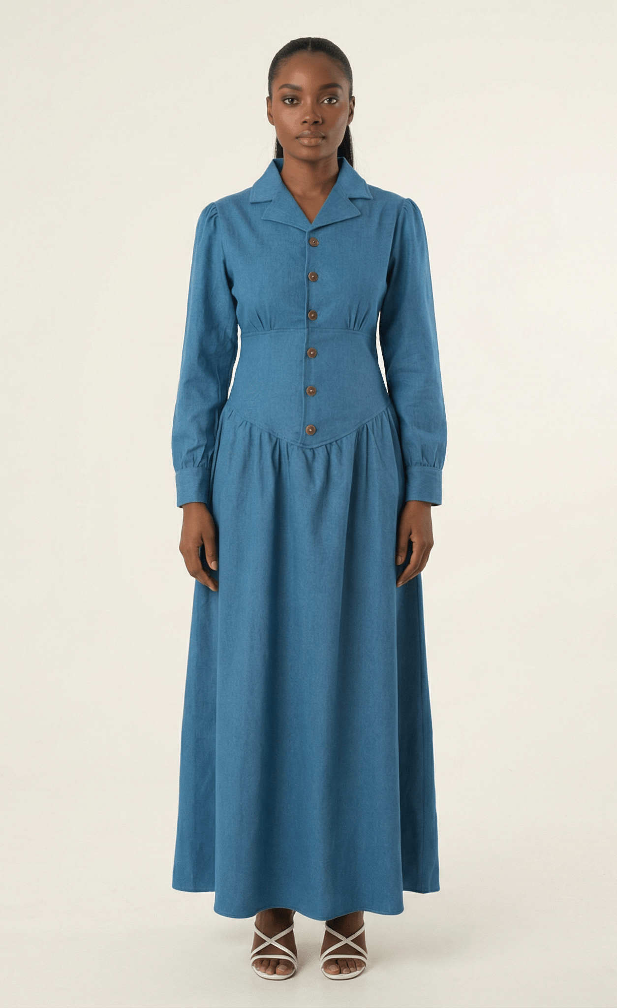 Vintage moments denim maxi dress Kabayare