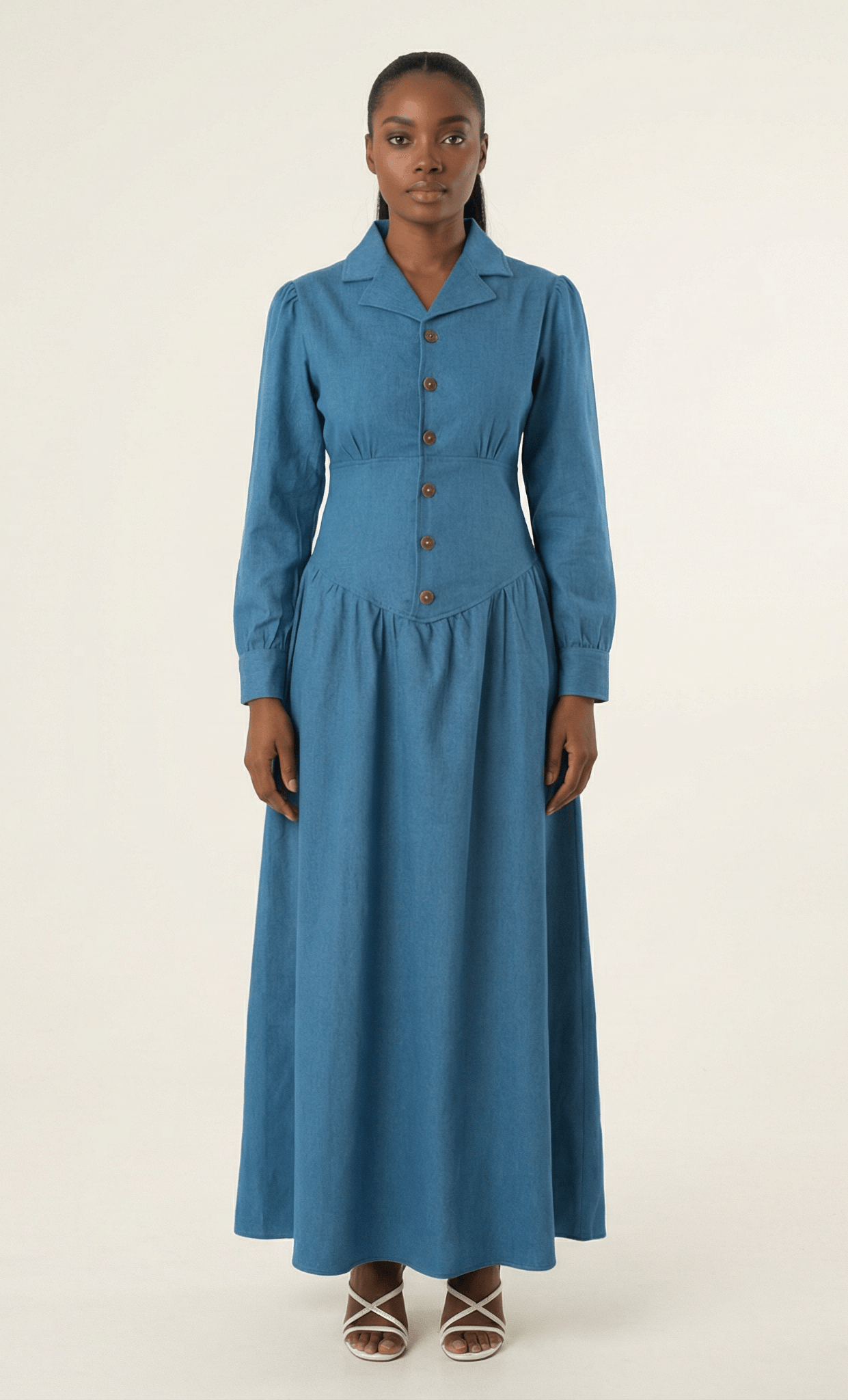 Vintage moments denim maxi dress Kabayare