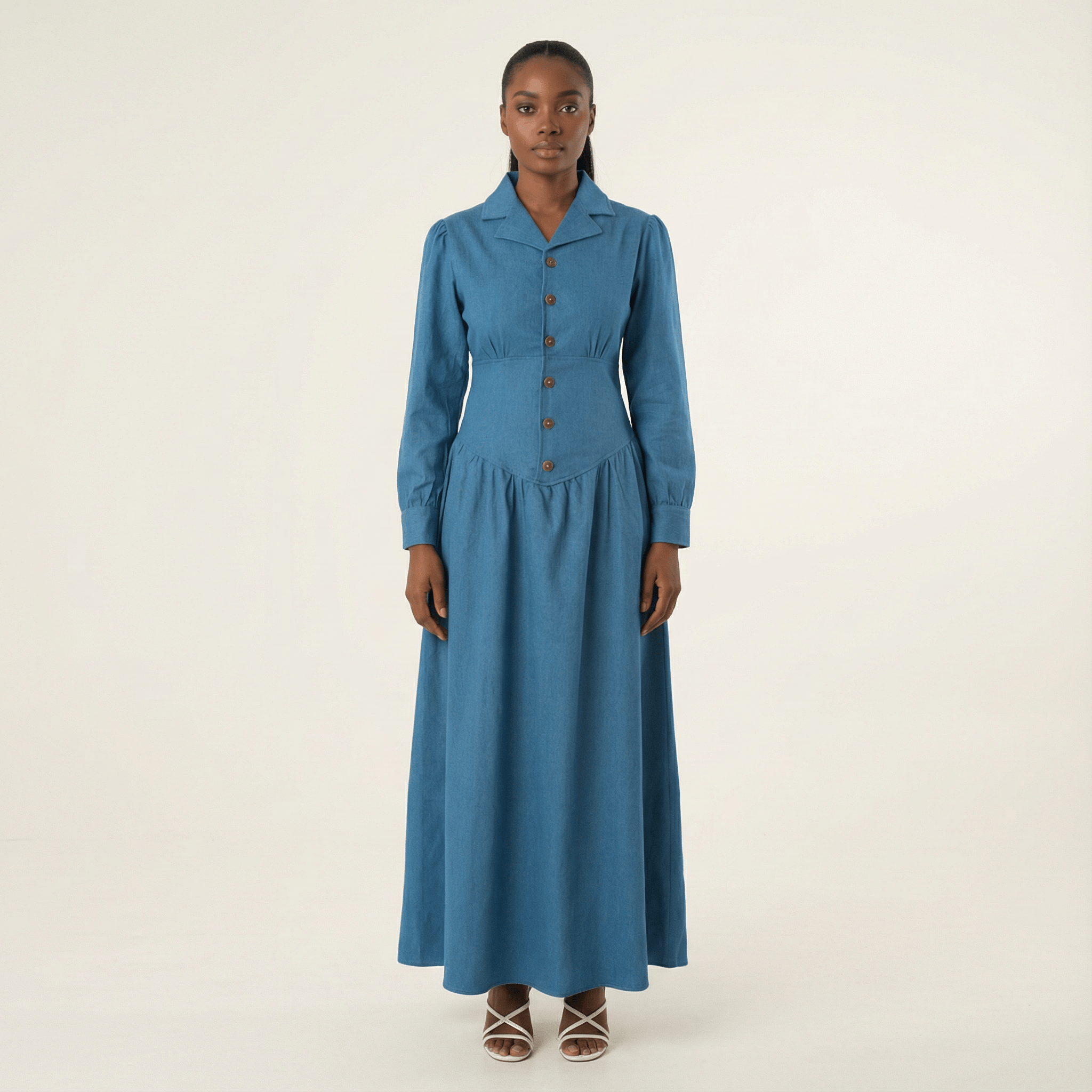 Vintage moments denim maxi dress Kabayare