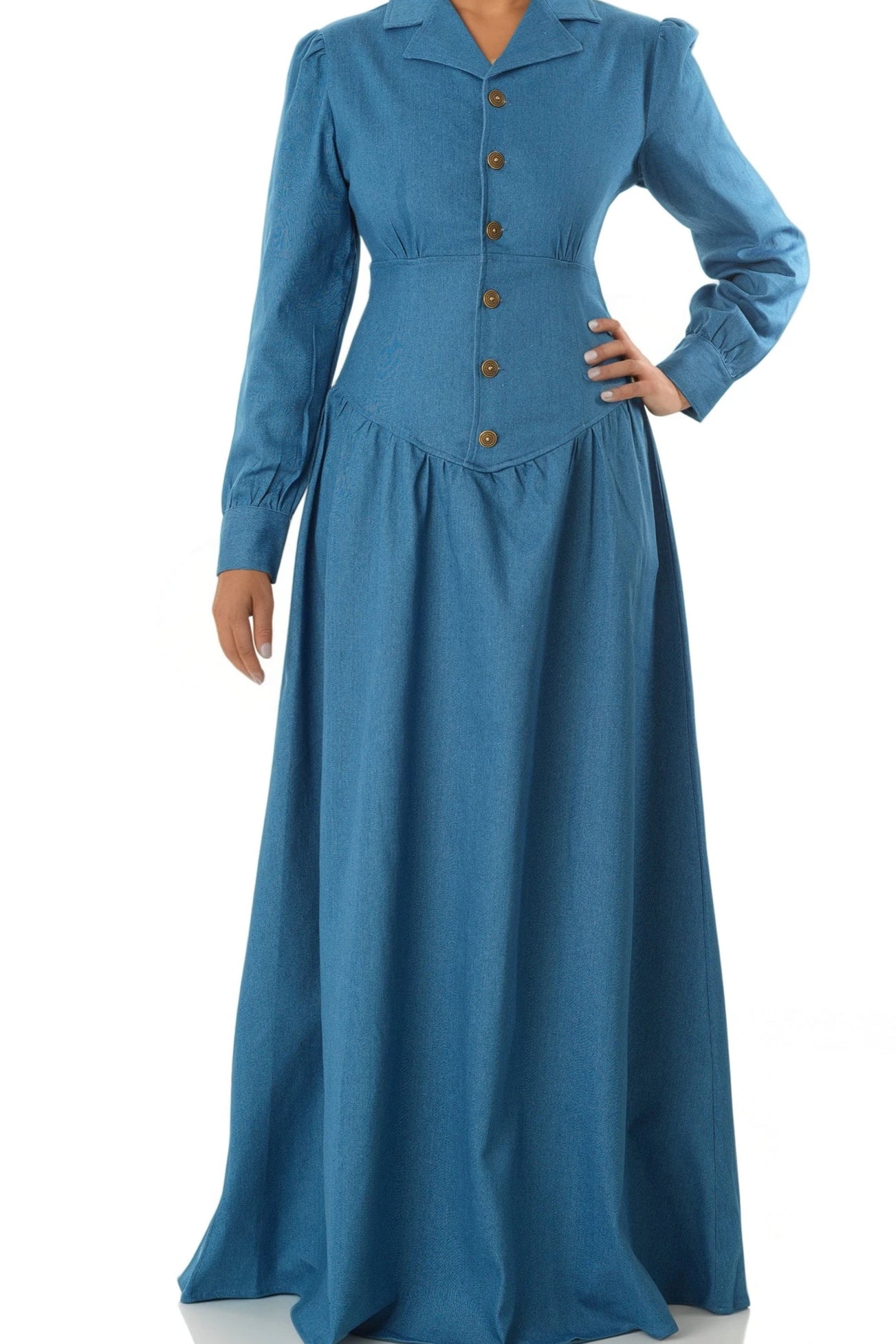 Vintage moments denim maxi dress Kabayare