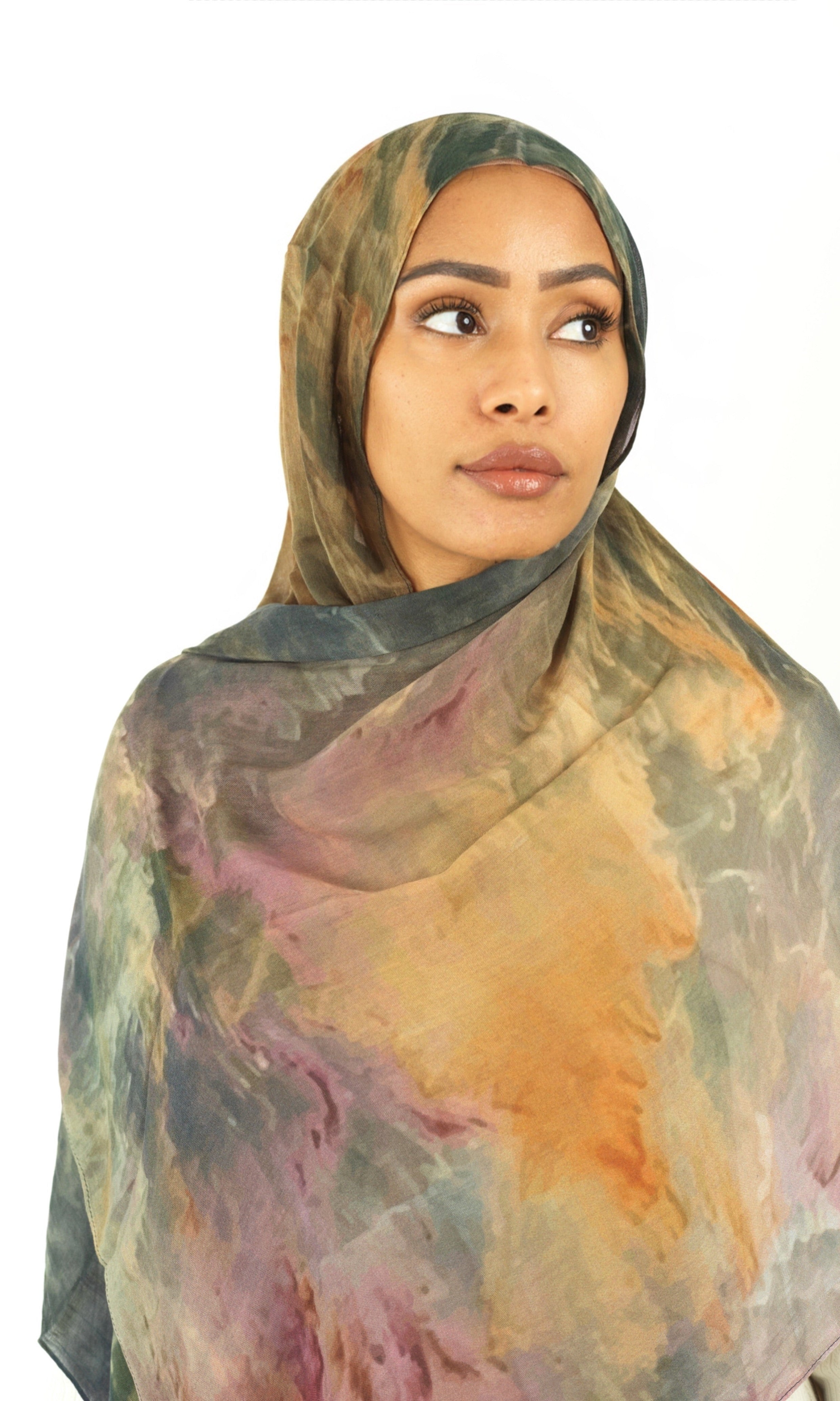 Volcano wave art modal print hijab Kabayare