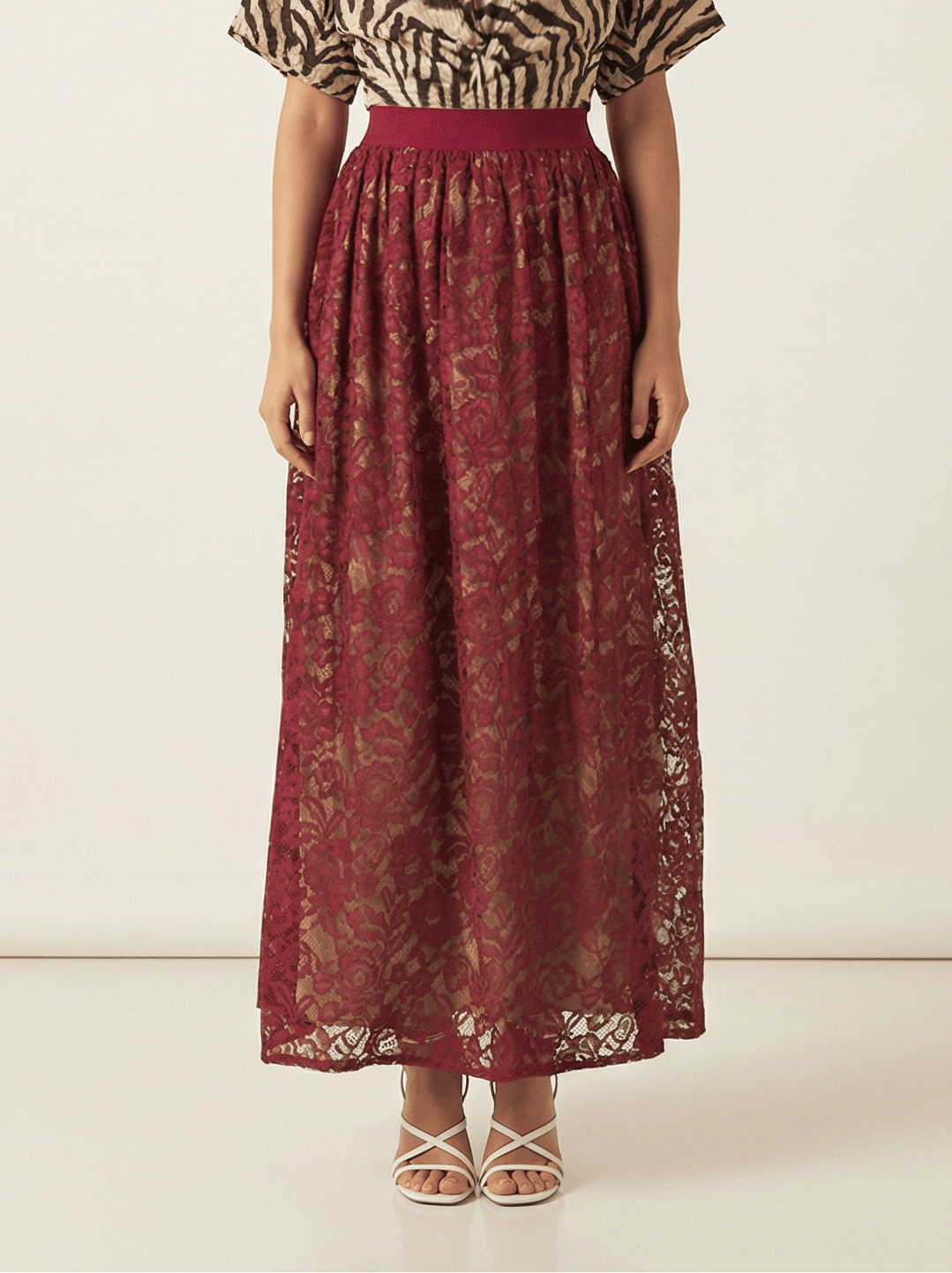 voluminous Floral lace maxi skirt Kabayare
