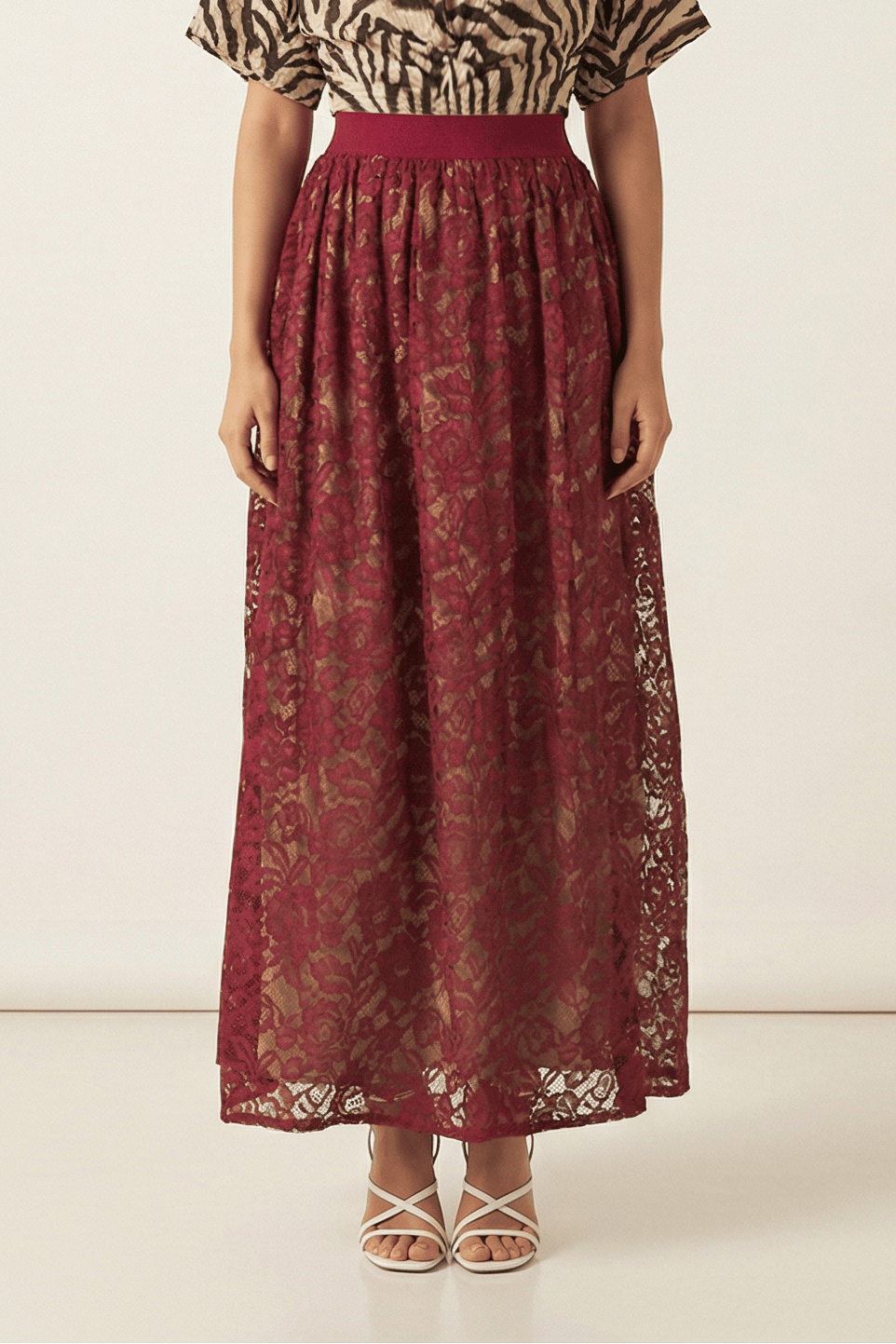 voluminous Floral lace maxi skirt Kabayare