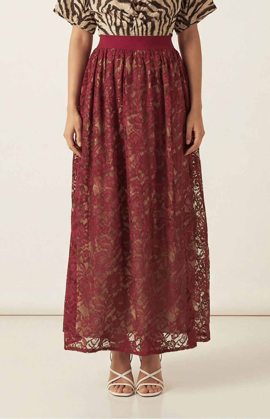 voluminous Floral lace maxi skirt Kabayare