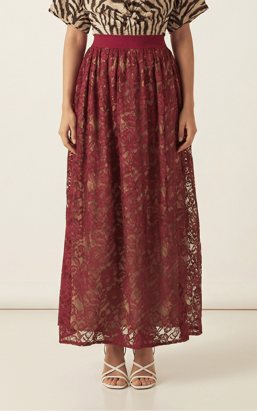 voluminous Floral lace maxi skirt Kabayare
