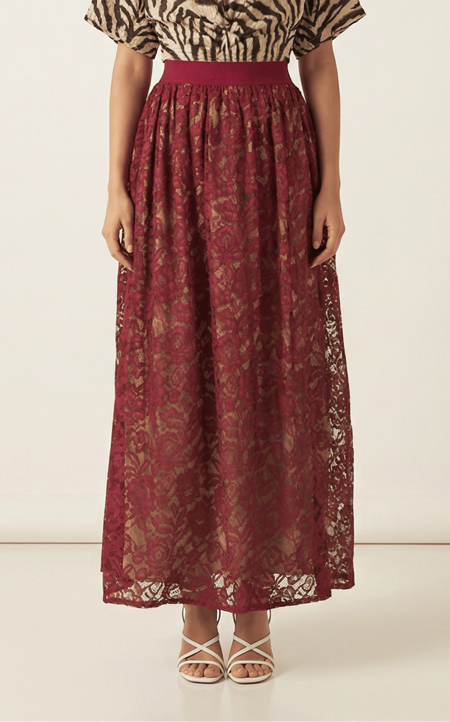 voluminous Floral lace maxi skirt Kabayare