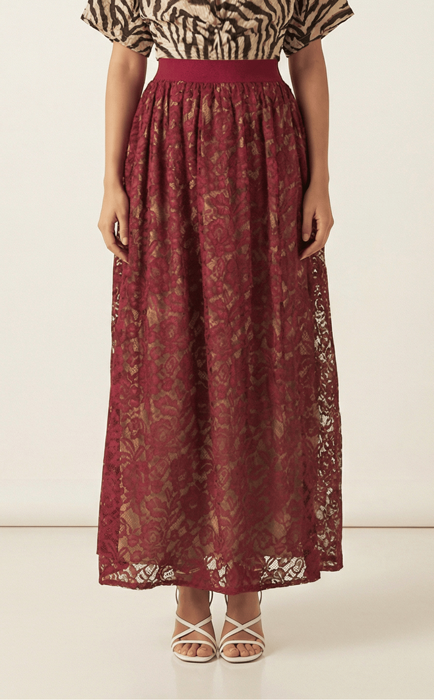 voluminous Floral lace maxi skirt Kabayare