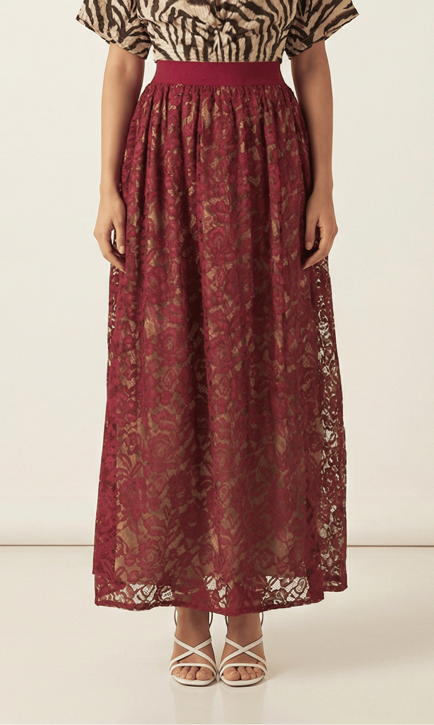 voluminous Floral lace maxi skirt Kabayare