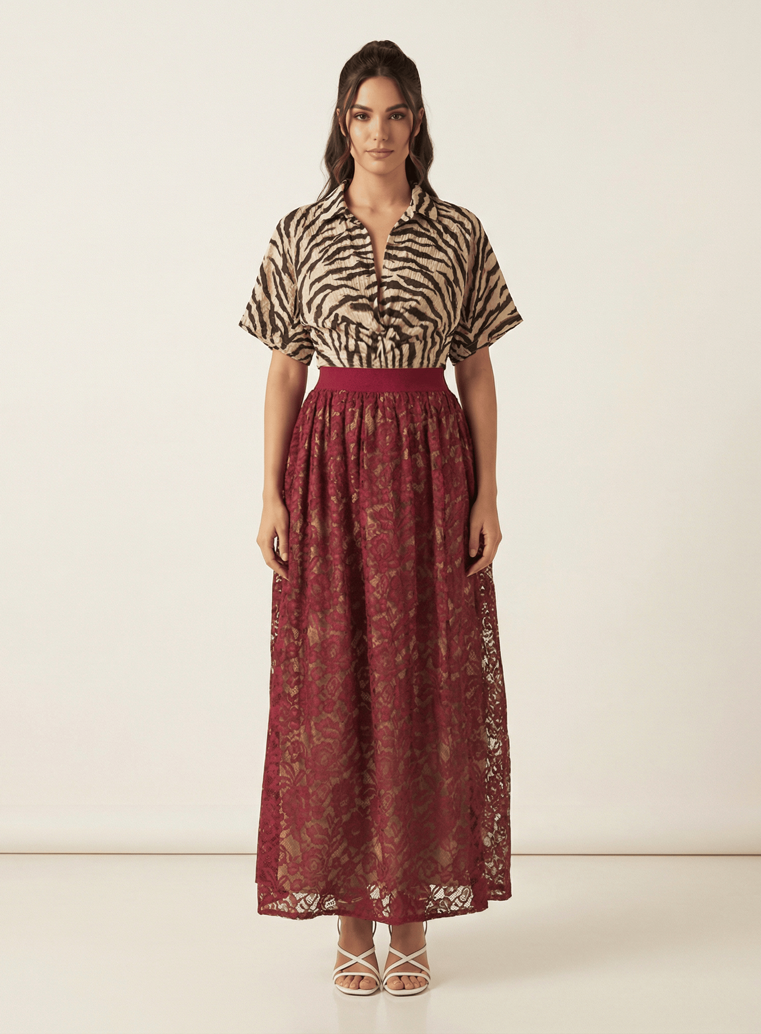 voluminous Floral lace maxi skirt Kabayare