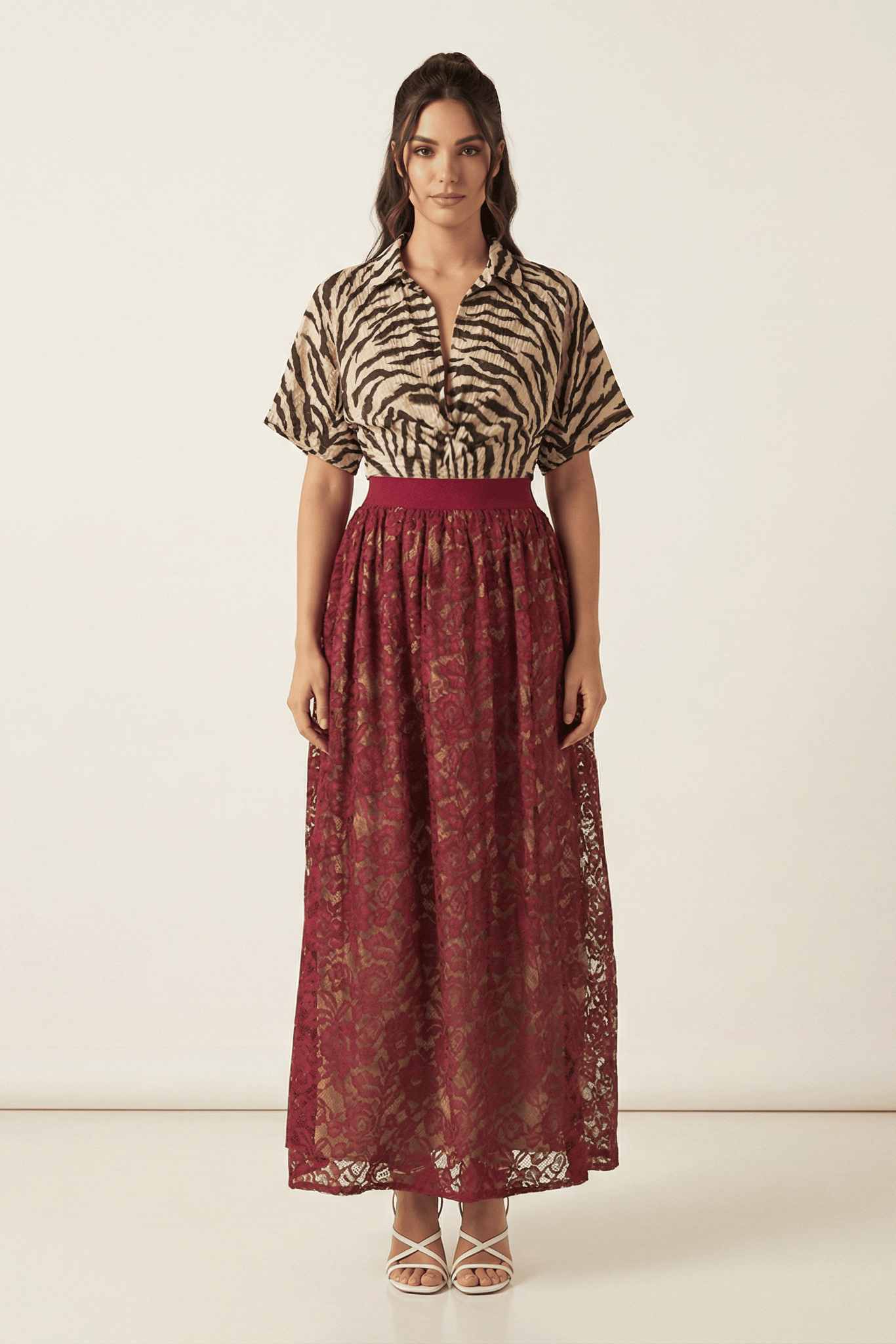 voluminous Floral lace maxi skirt Kabayare