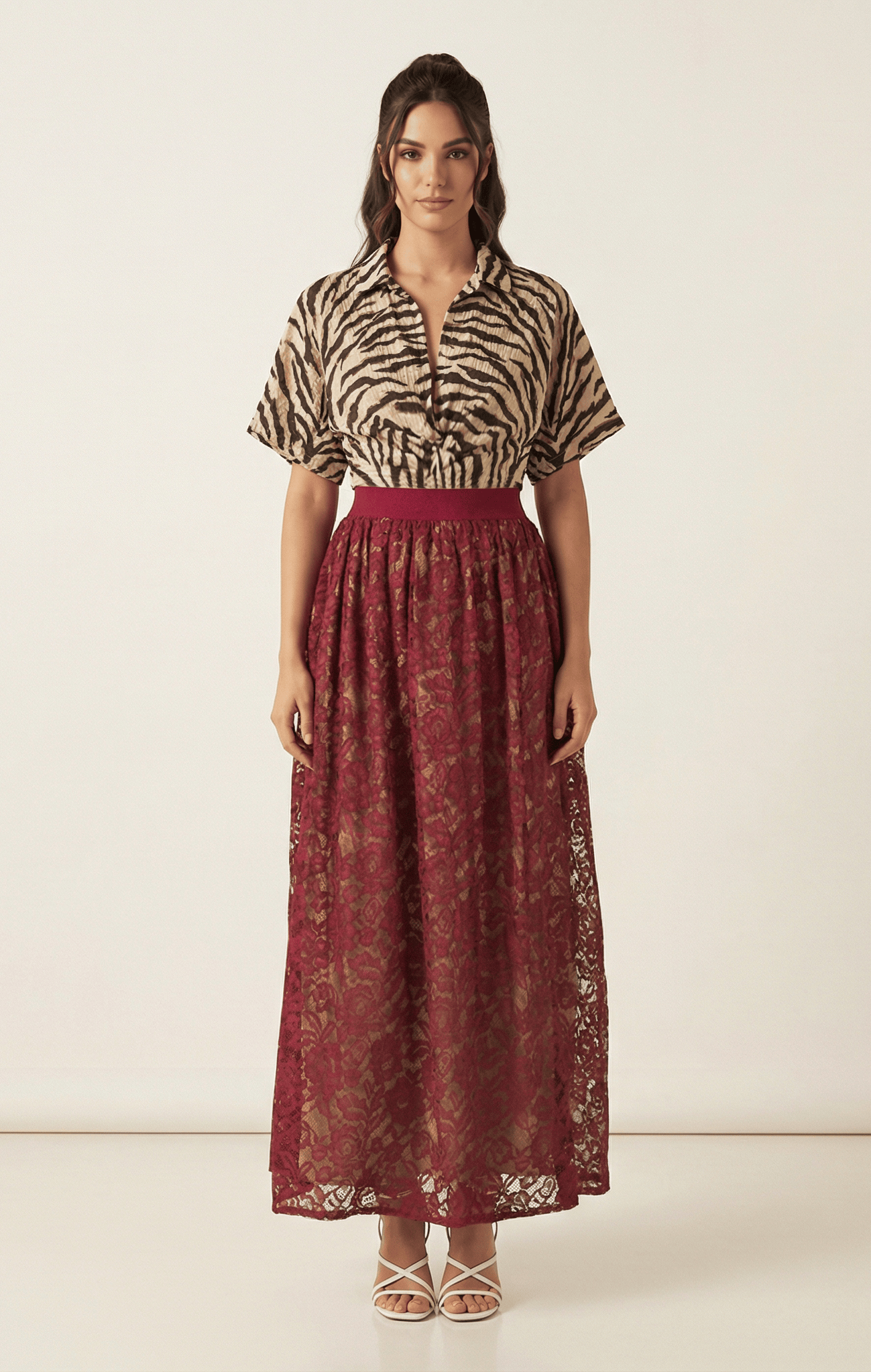 voluminous Floral lace maxi skirt Kabayare