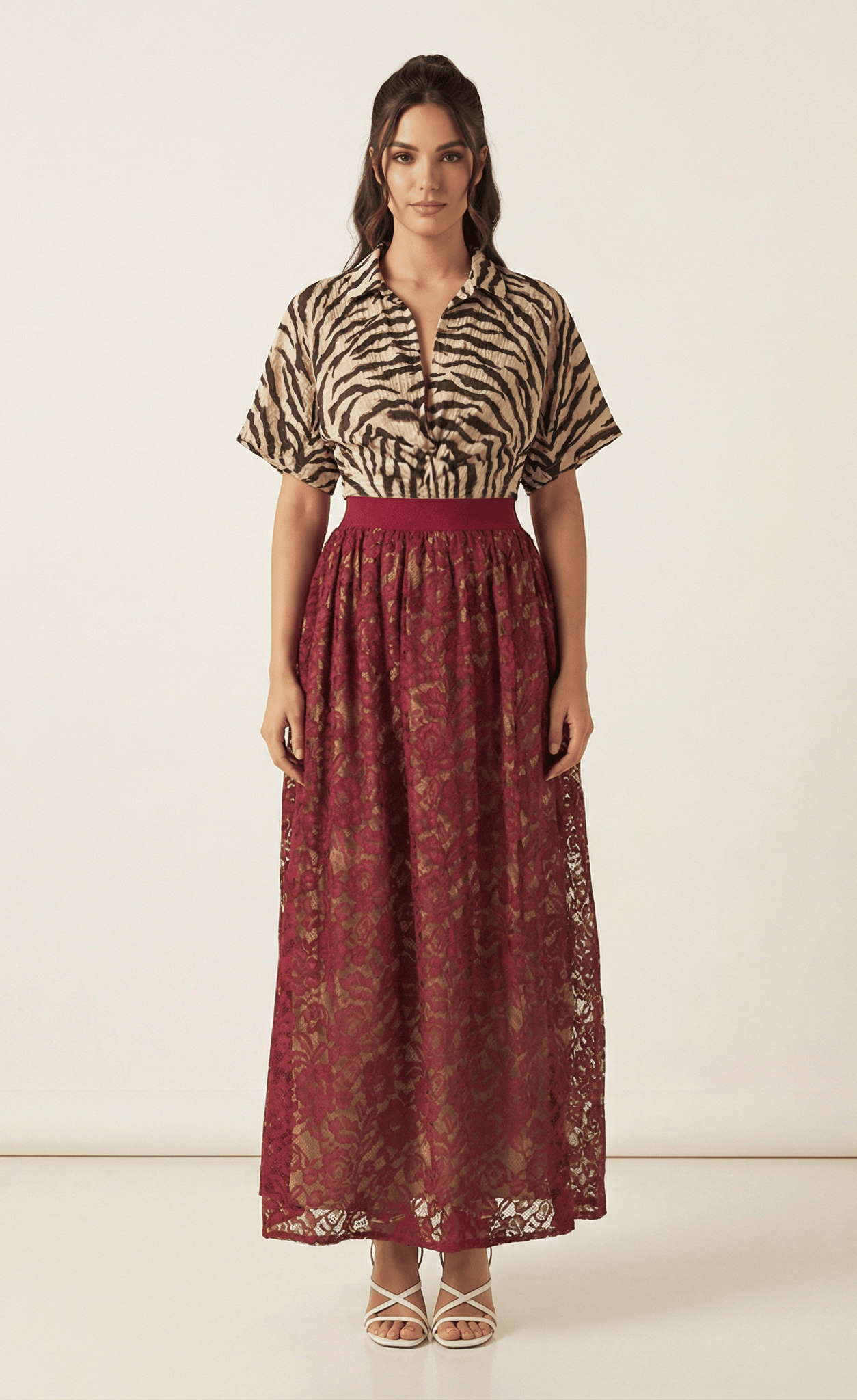 voluminous Floral lace maxi skirt Kabayare