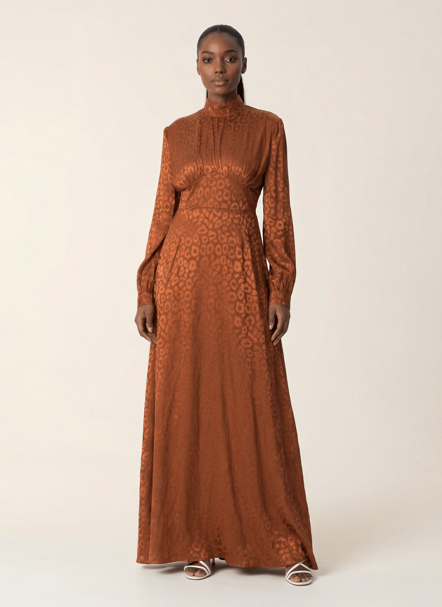 Walk on the wild side satin jacquard dress Kabayare
