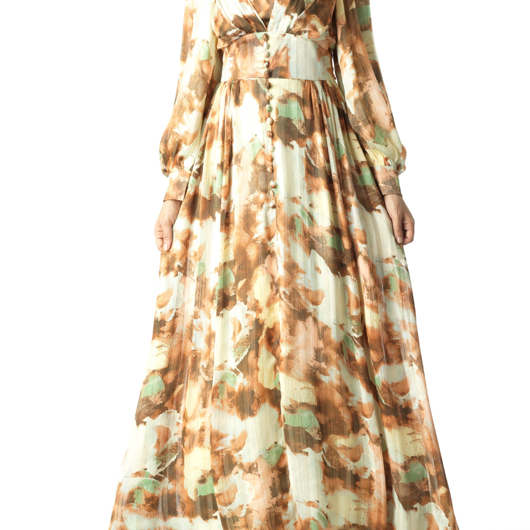 watercolor dreamy floral modest maxi dress Kabayare
