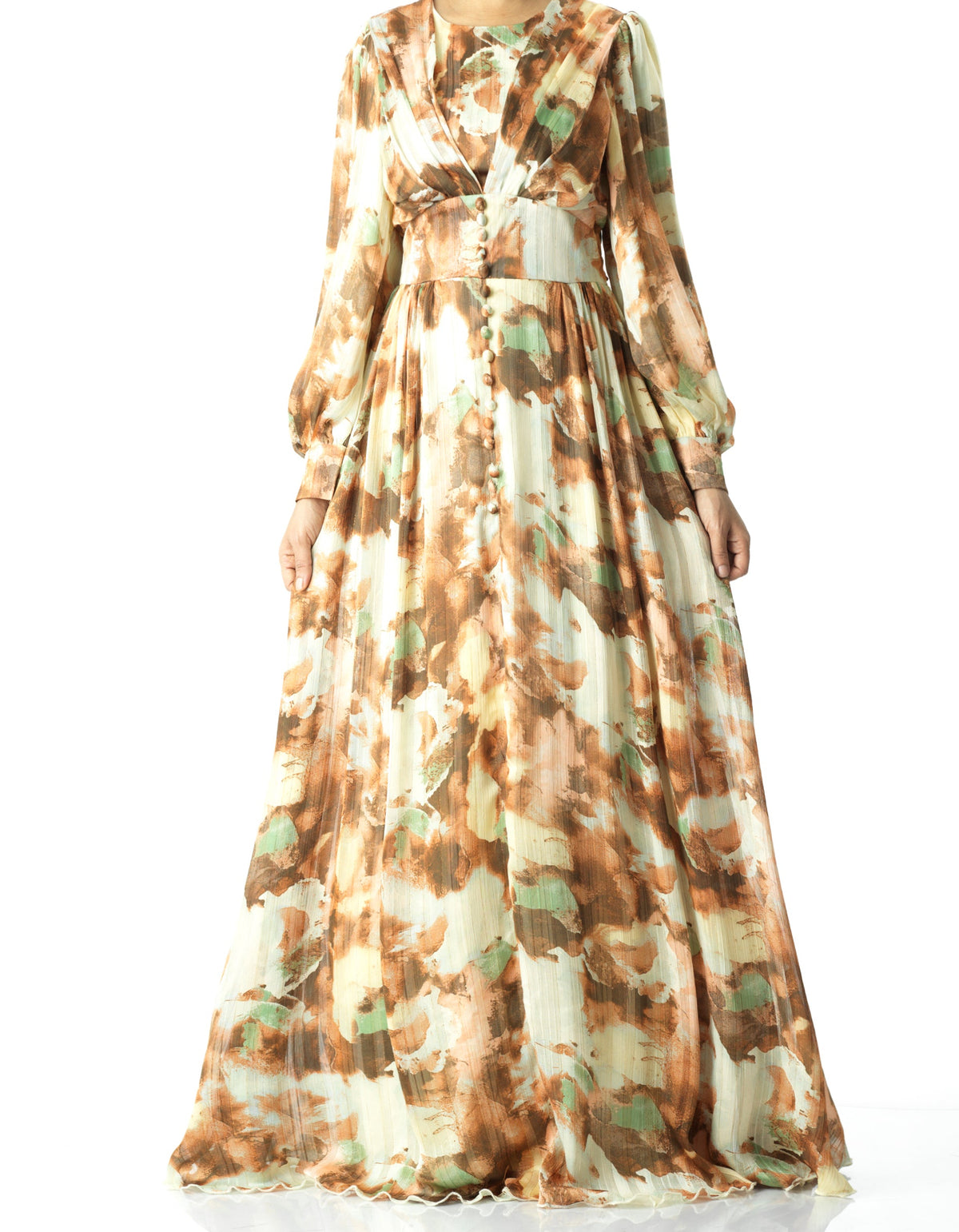 watercolor dreamy floral modest maxi dress Kabayare