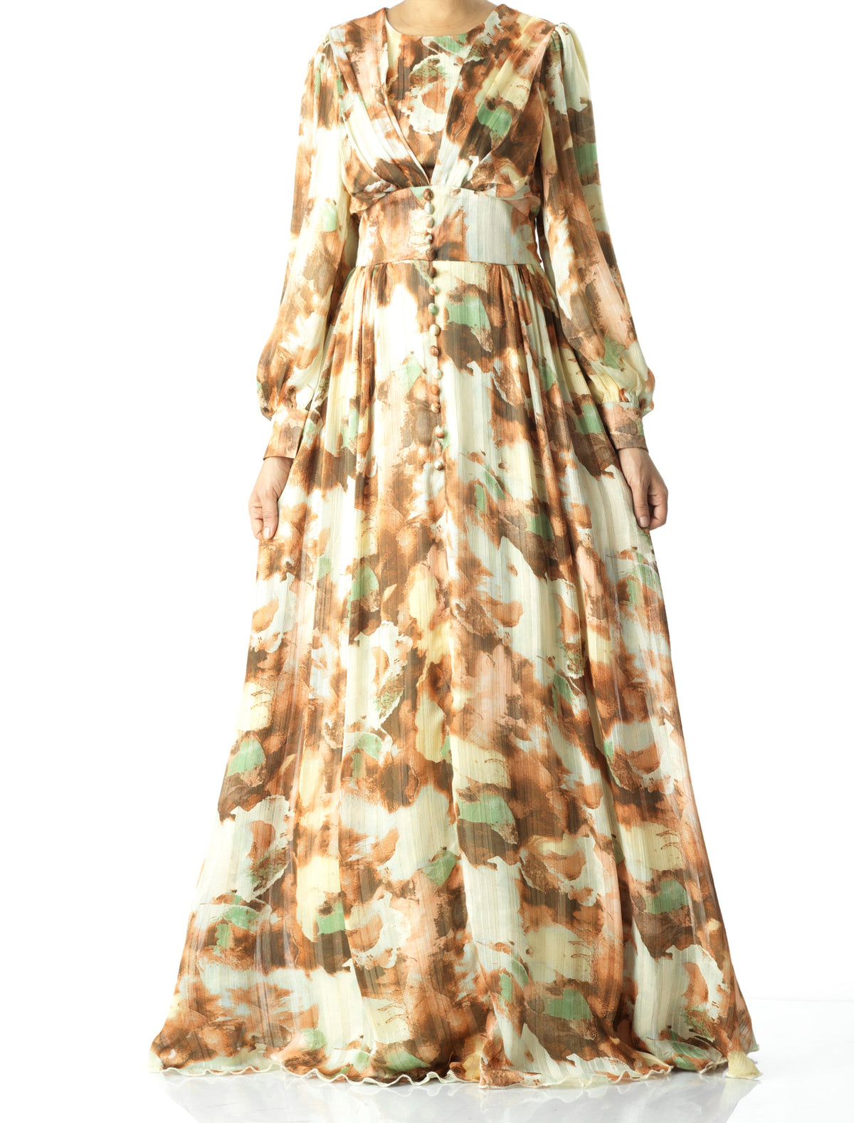 watercolor dreamy floral modest maxi dress Kabayare