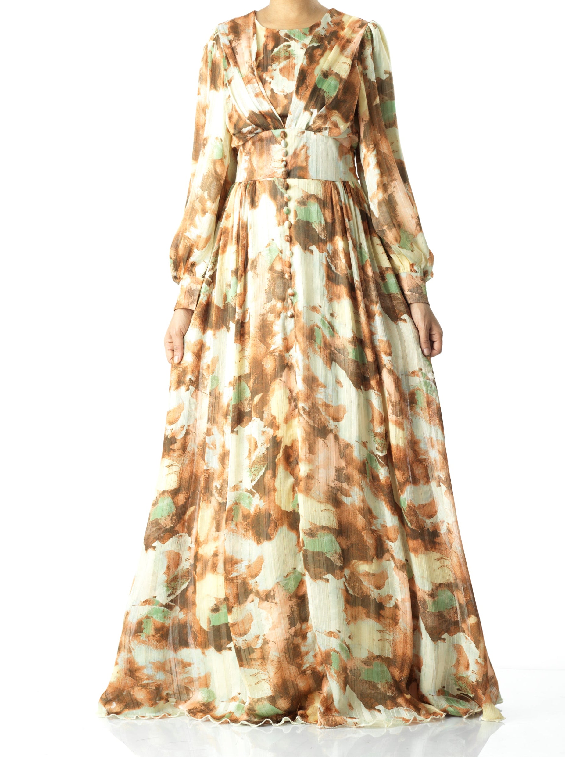 watercolor dreamy floral modest maxi dress Kabayare