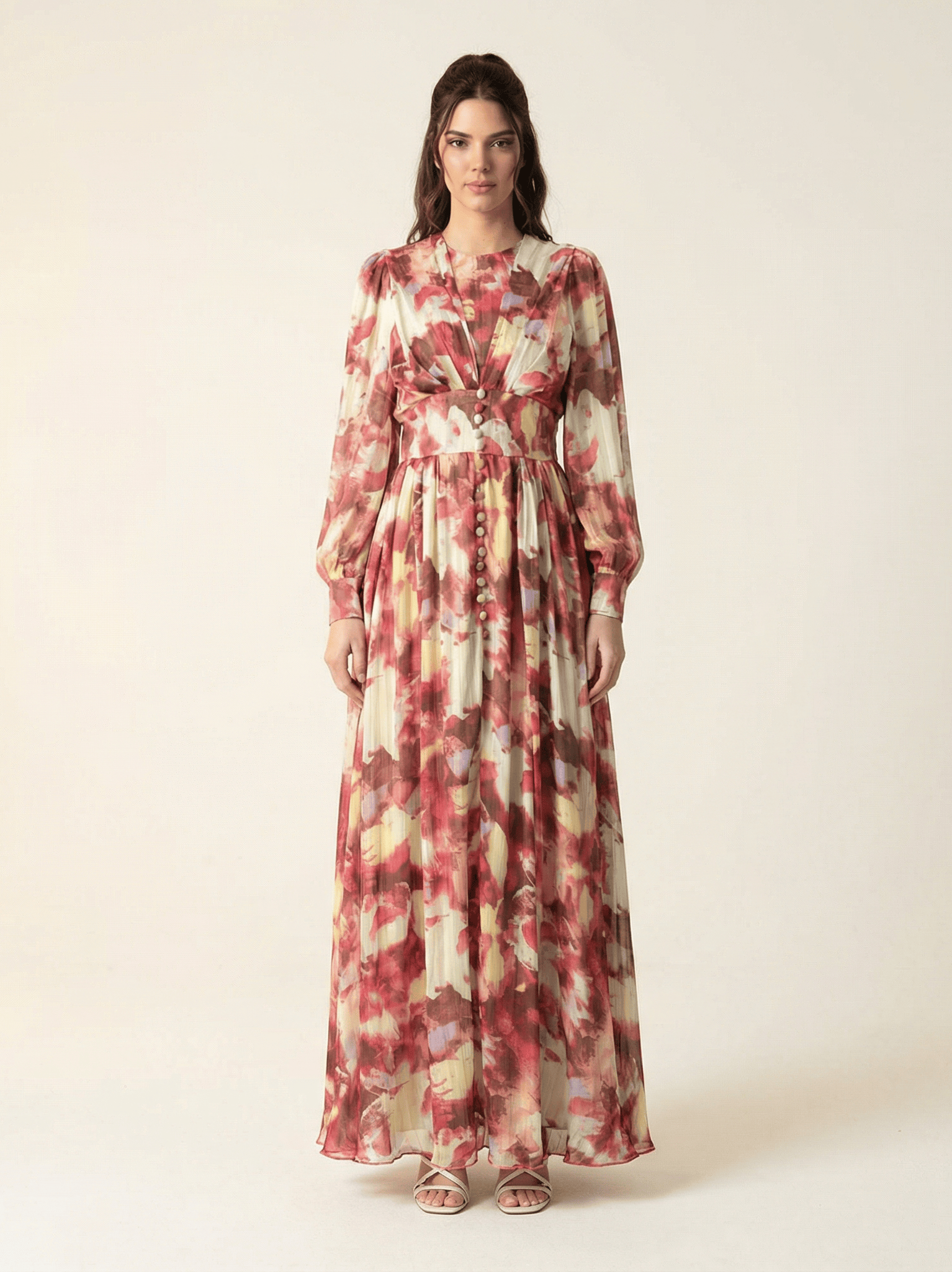 watercolor dreamy floral modest maxi dress Kabayare
