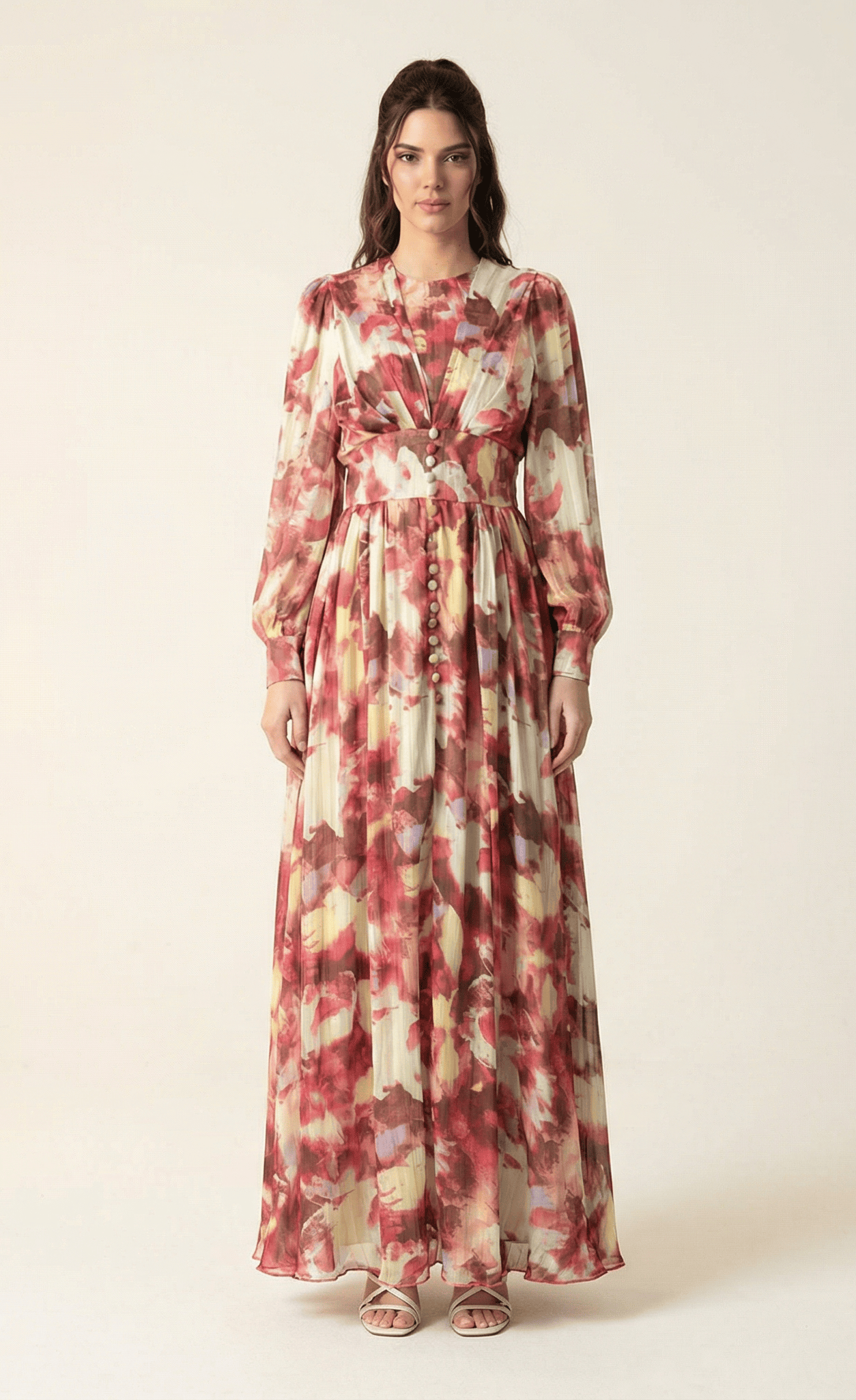 watercolor dreamy floral modest maxi dress Kabayare