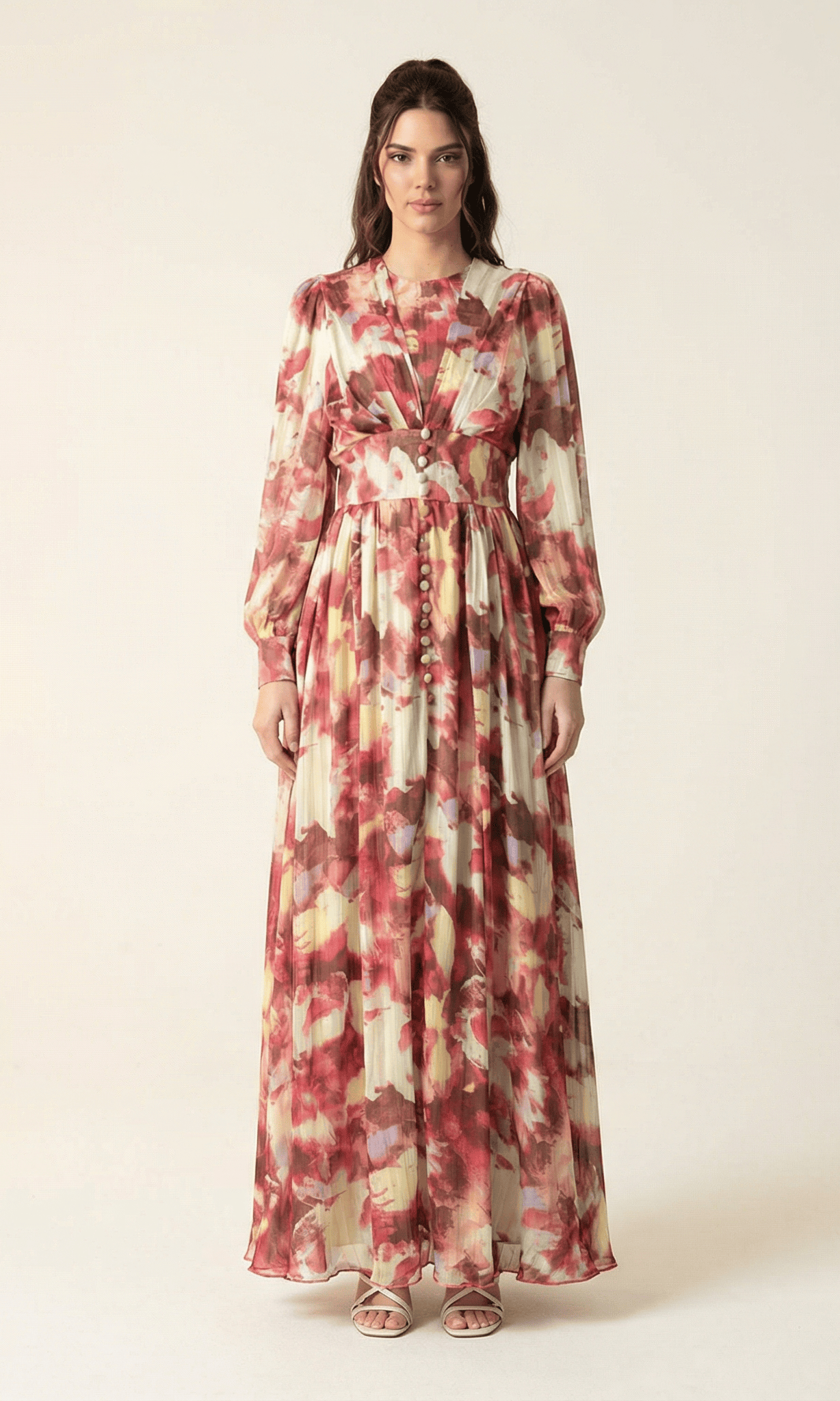 watercolor dreamy floral modest maxi dress Kabayare