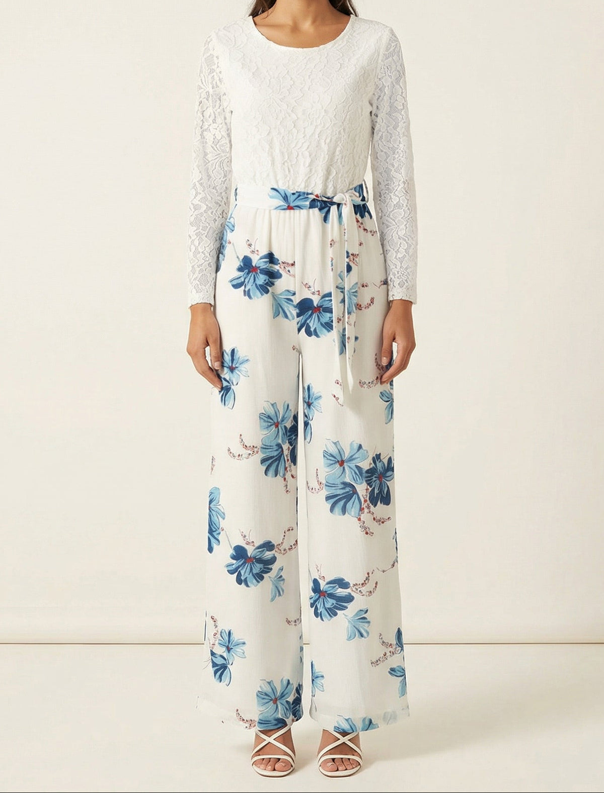White and Blue floral jumpsuits Kabayare