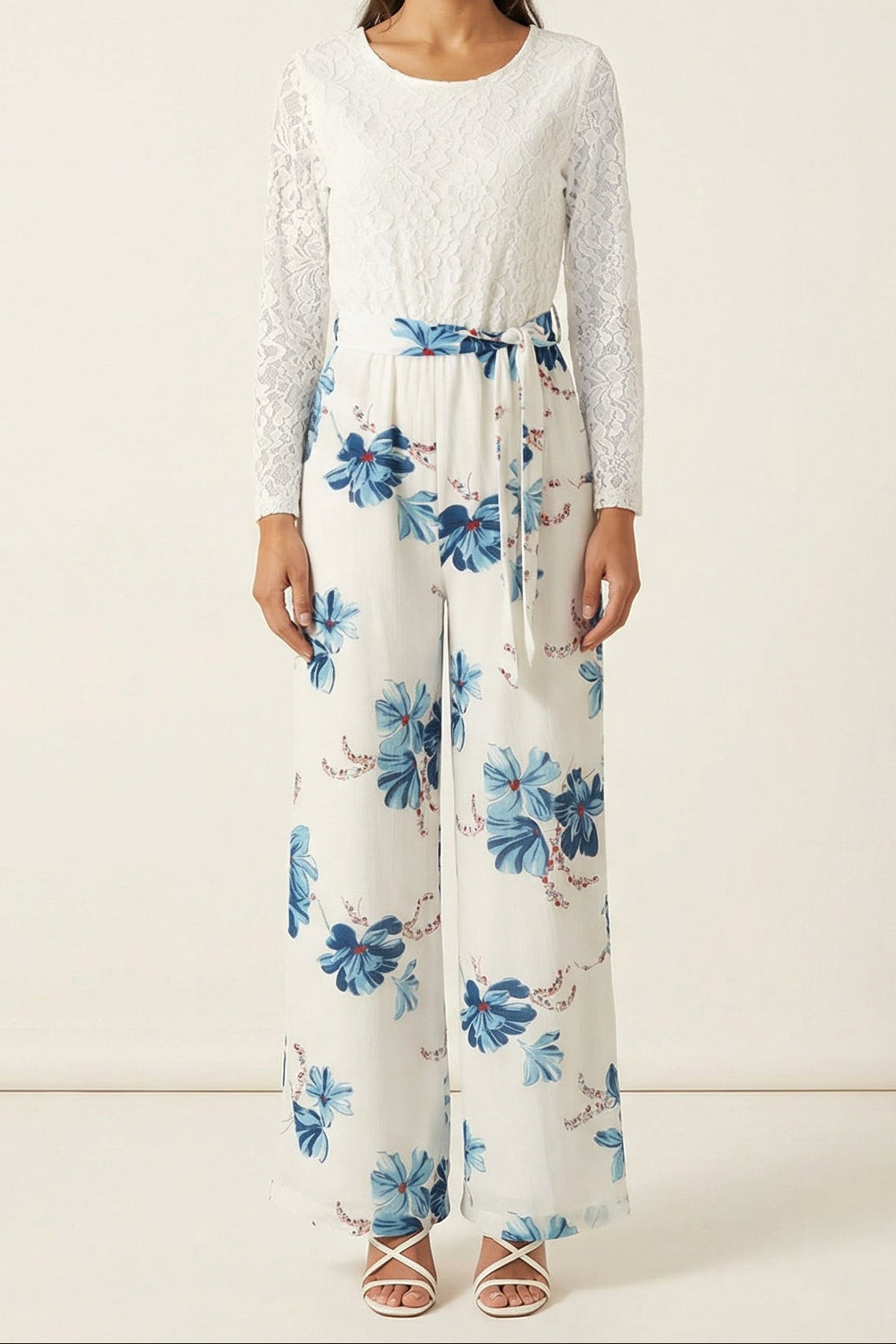 White and Blue floral jumpsuits Kabayare