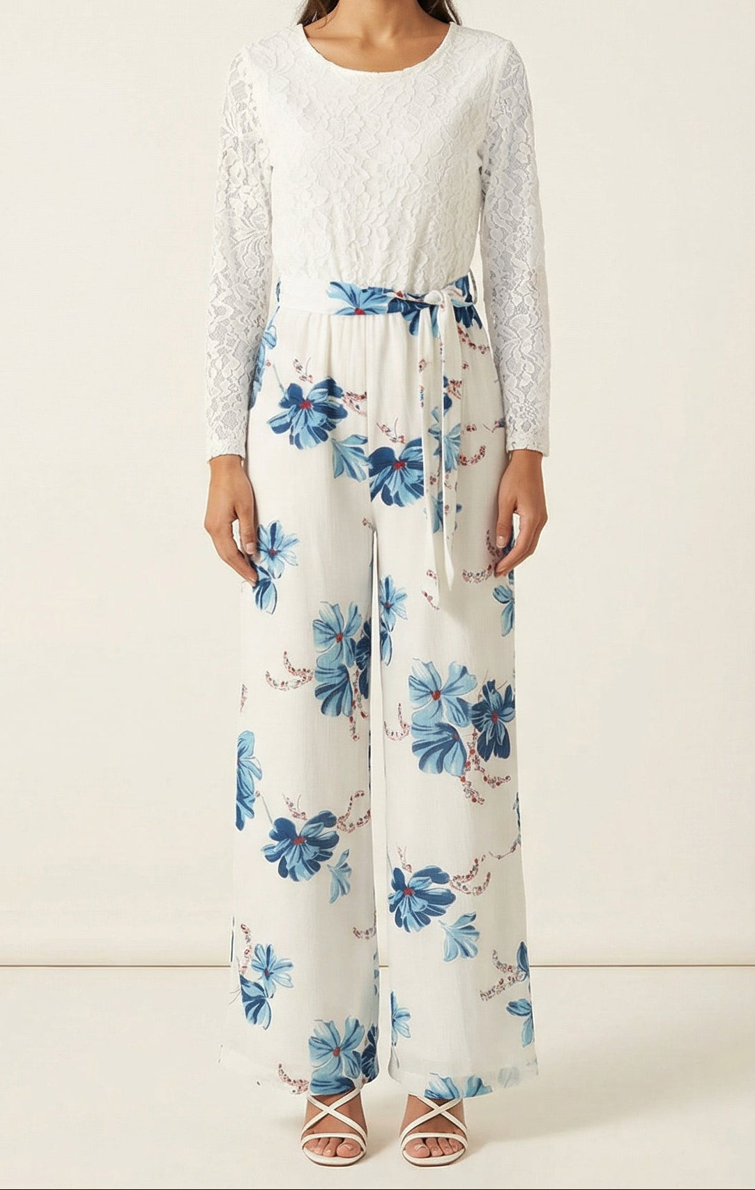 White and Blue floral jumpsuits Kabayare