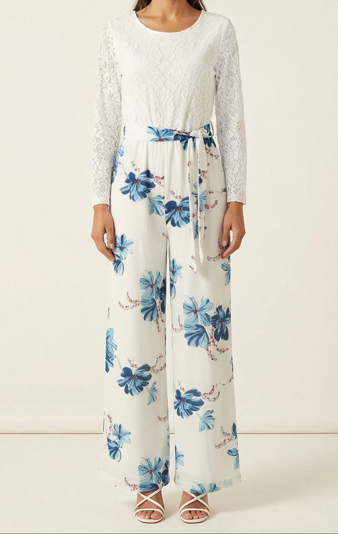 White and Blue floral jumpsuits Kabayare