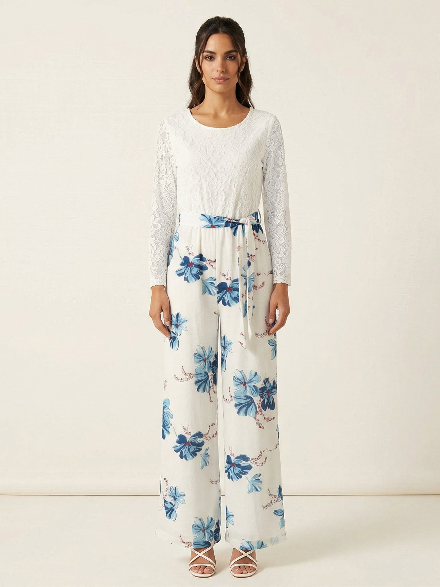 White and Blue floral jumpsuits Kabayare