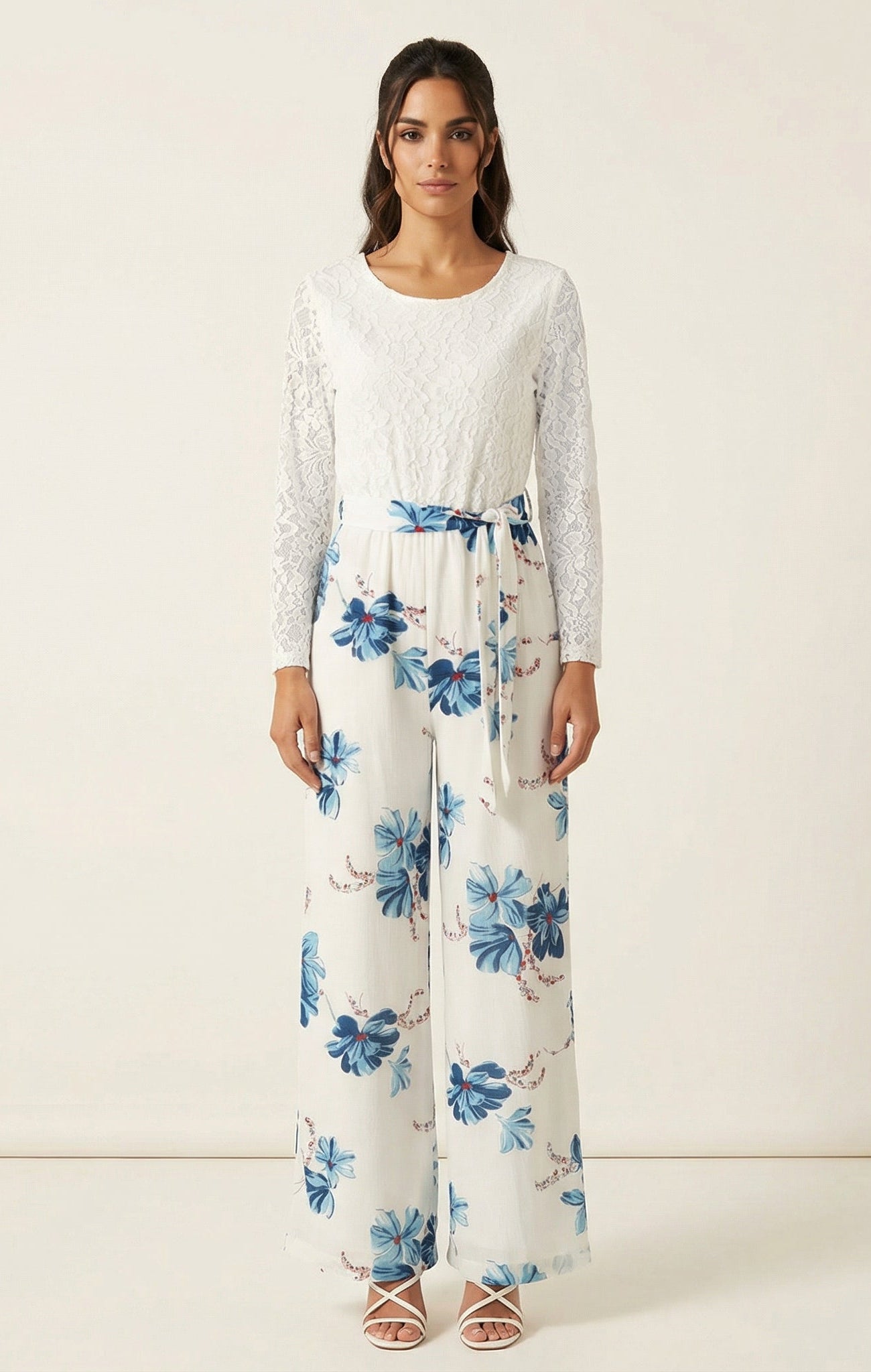 White and Blue floral jumpsuits Kabayare